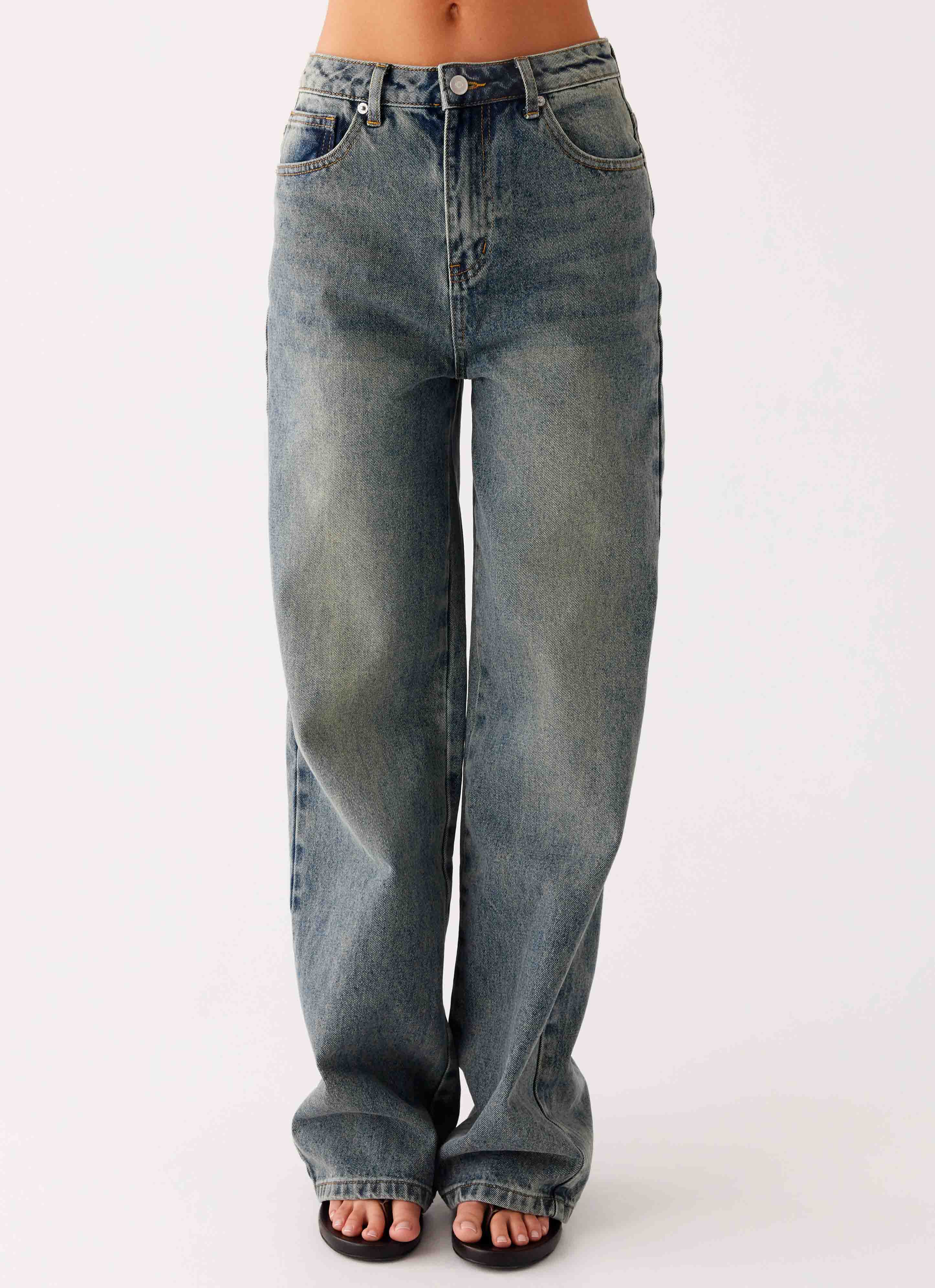 Back Again Straight Leg Denim Jeans - Dirty Wash - Image 2