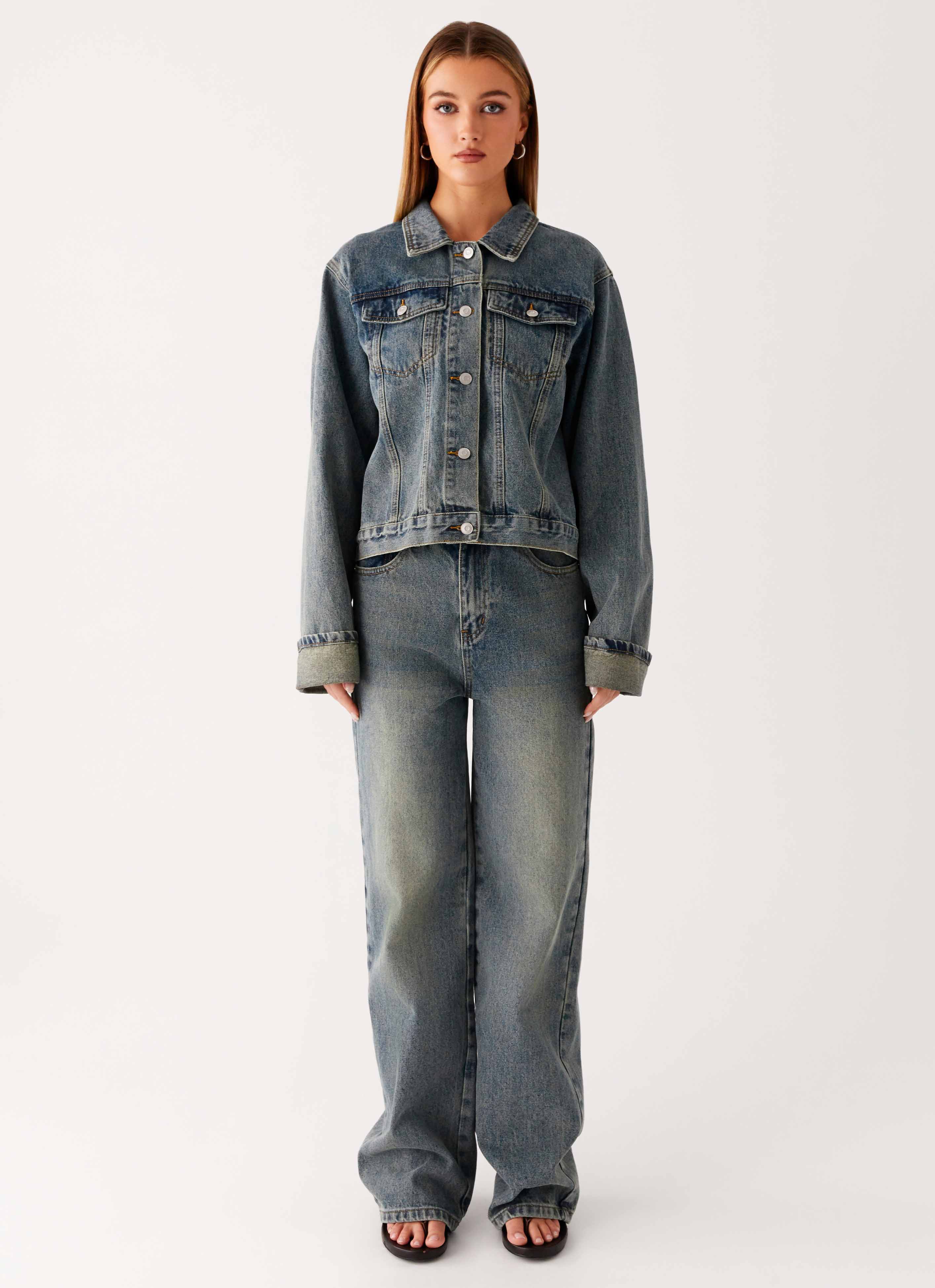 Back Again Straight Leg Denim Jeans - Dirty Wash - Image 5