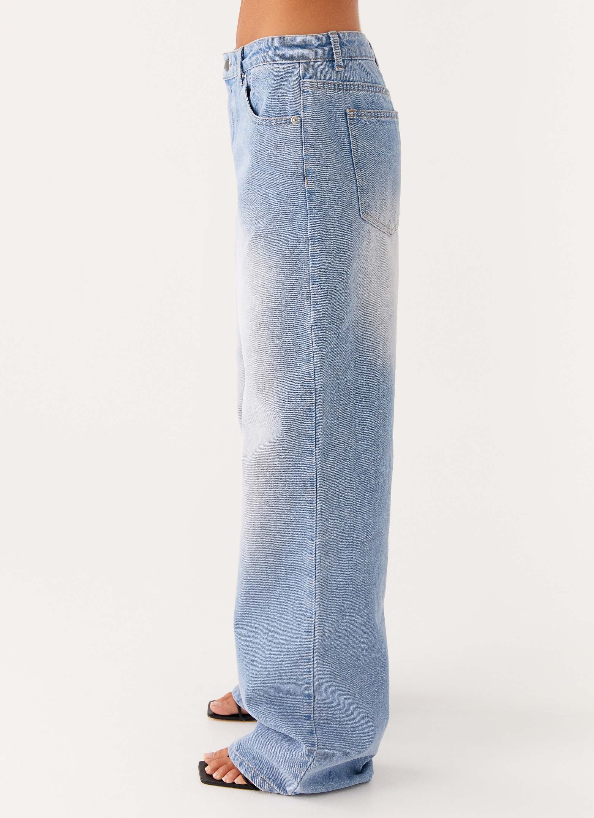 Back Again Straight Leg Denim Jeans - Light Wash Blue - Image 3