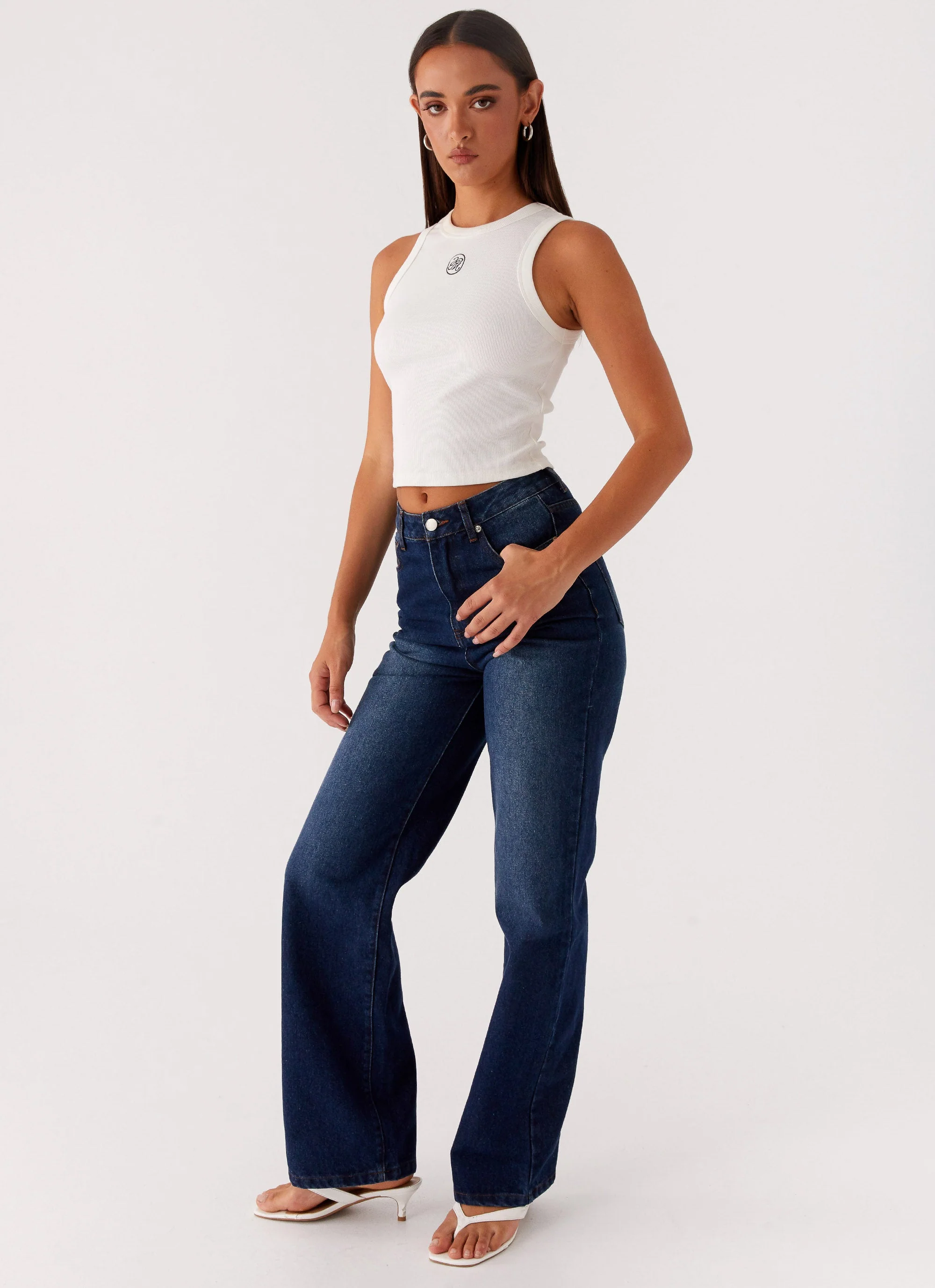 Back Again Straight Leg Denim Jeans - Vintage Blue - Image 2