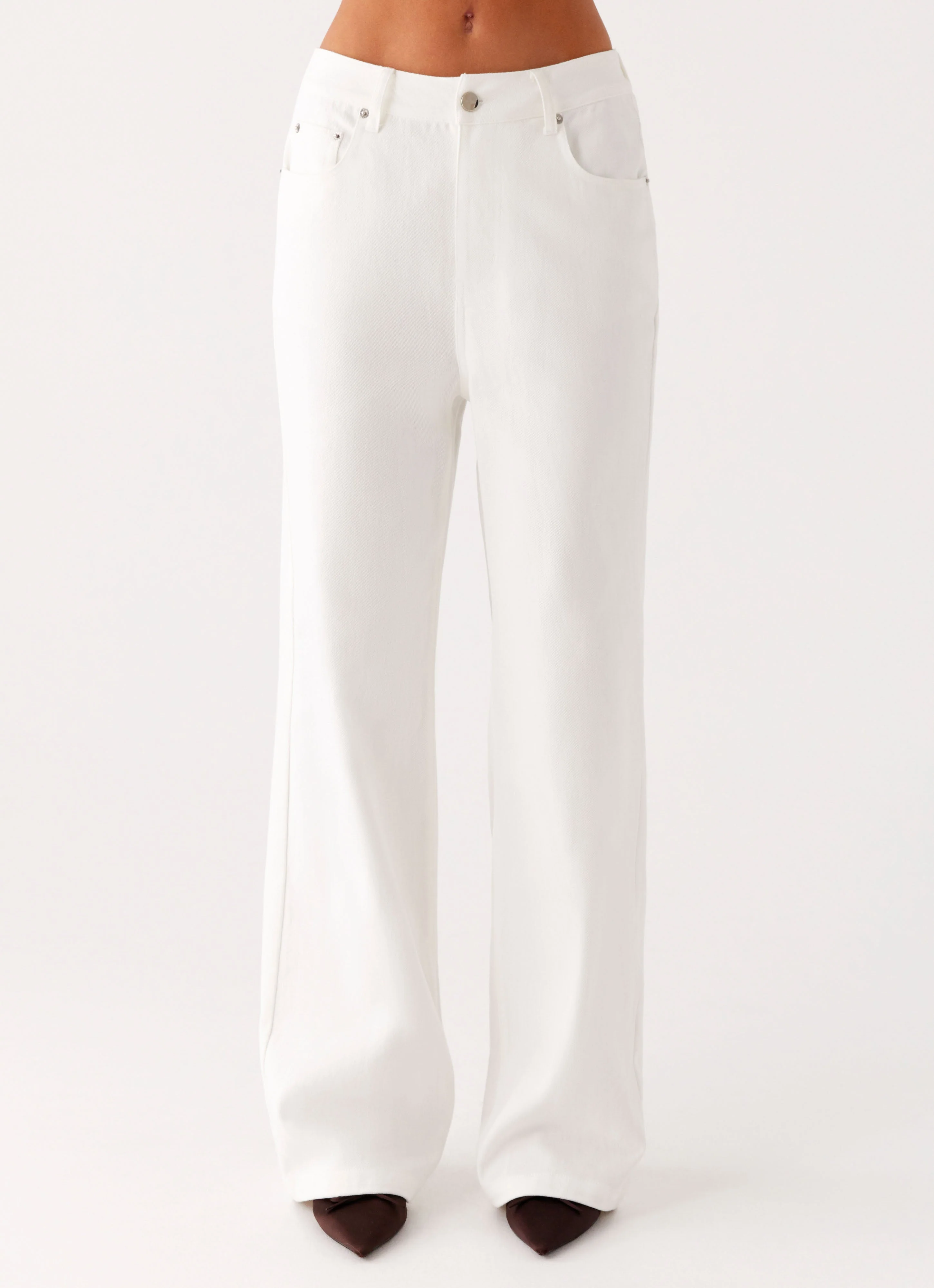 Back Again Straight Leg Denim Jeans - White - Image 5