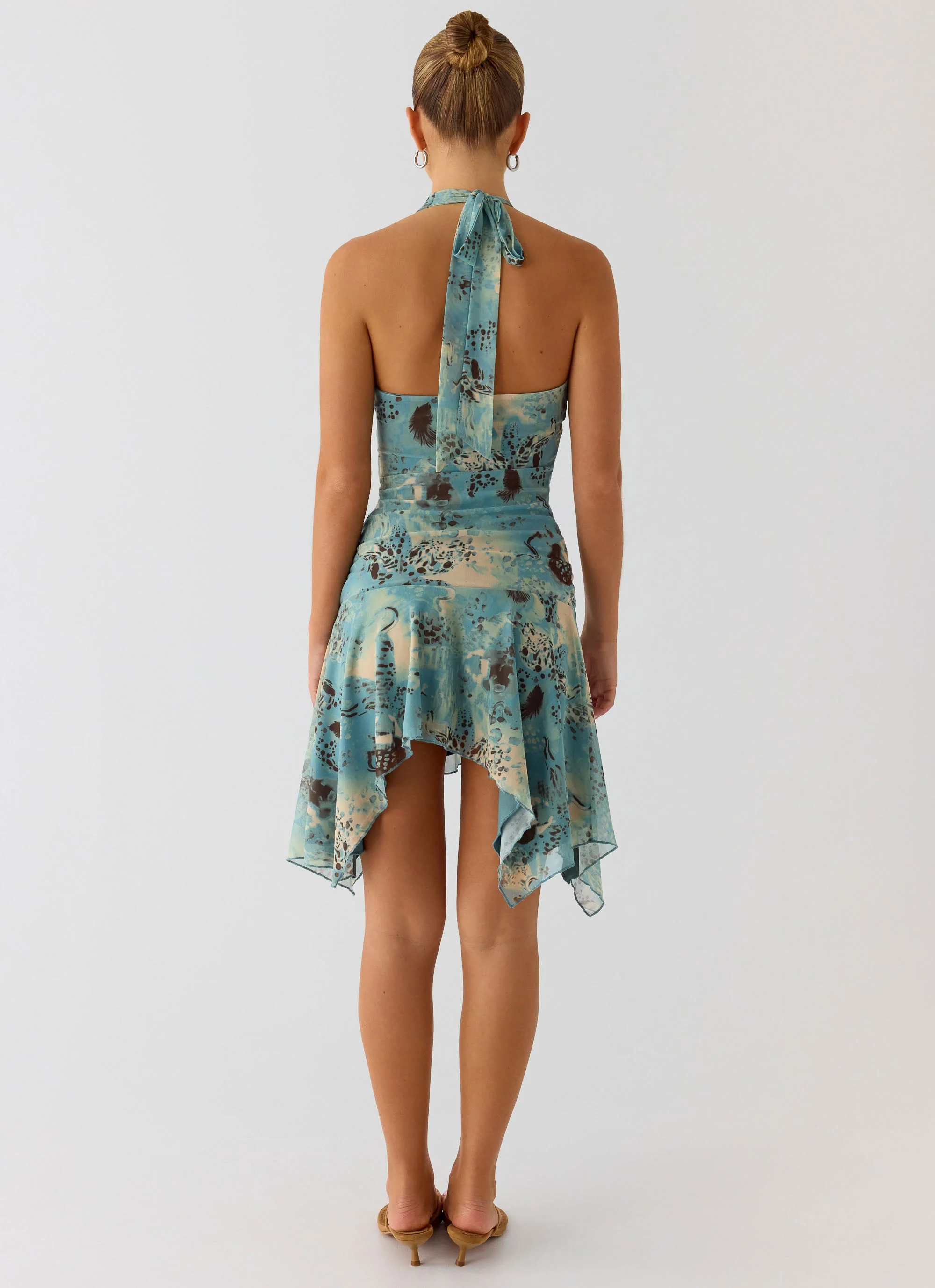 Bad Alive Halter Hanky Mini Dress - Aqua Blur - Image 3