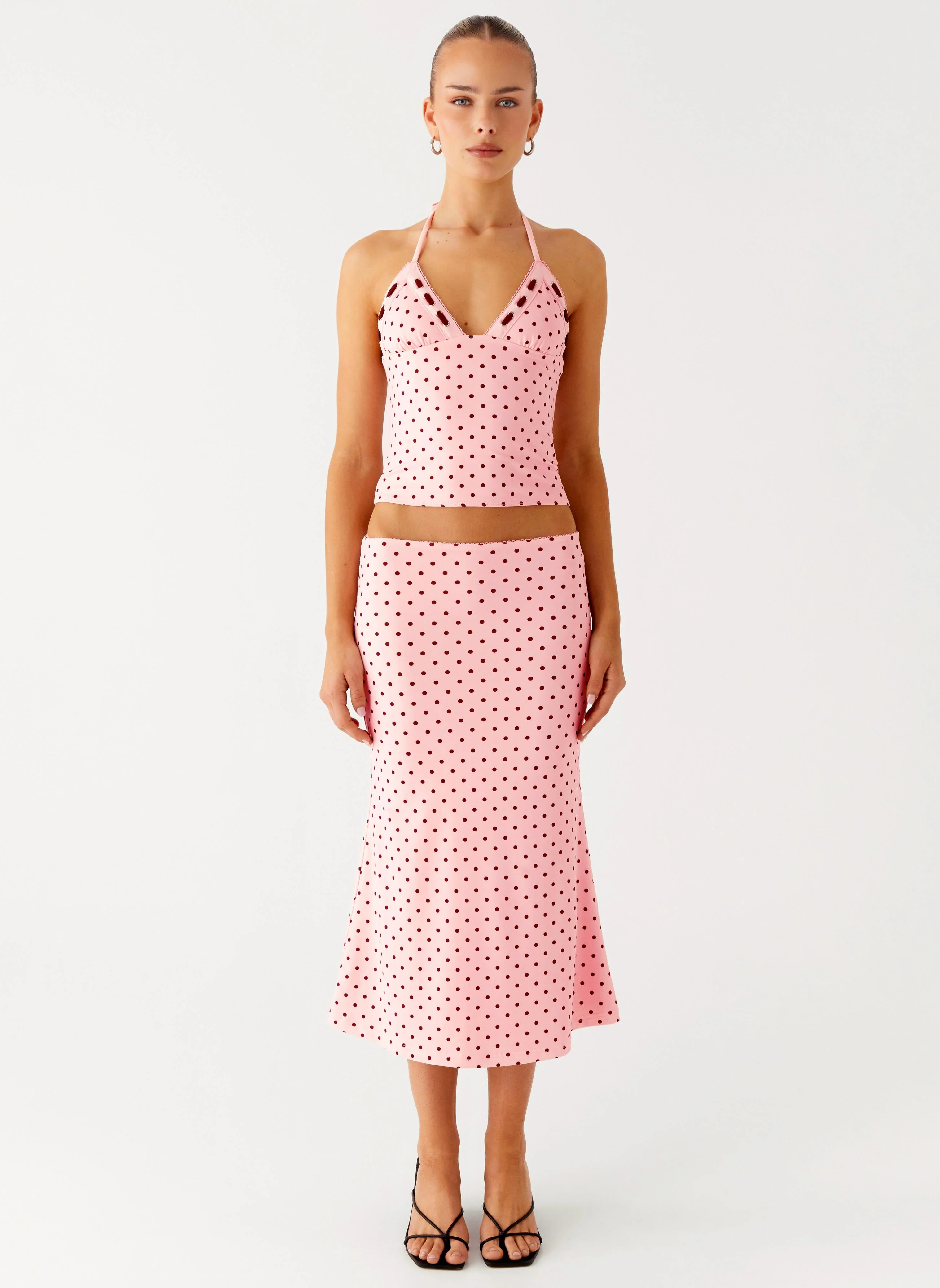 Bahama Eyelet Lace Up Top - Strawberry Dot - Image 2
