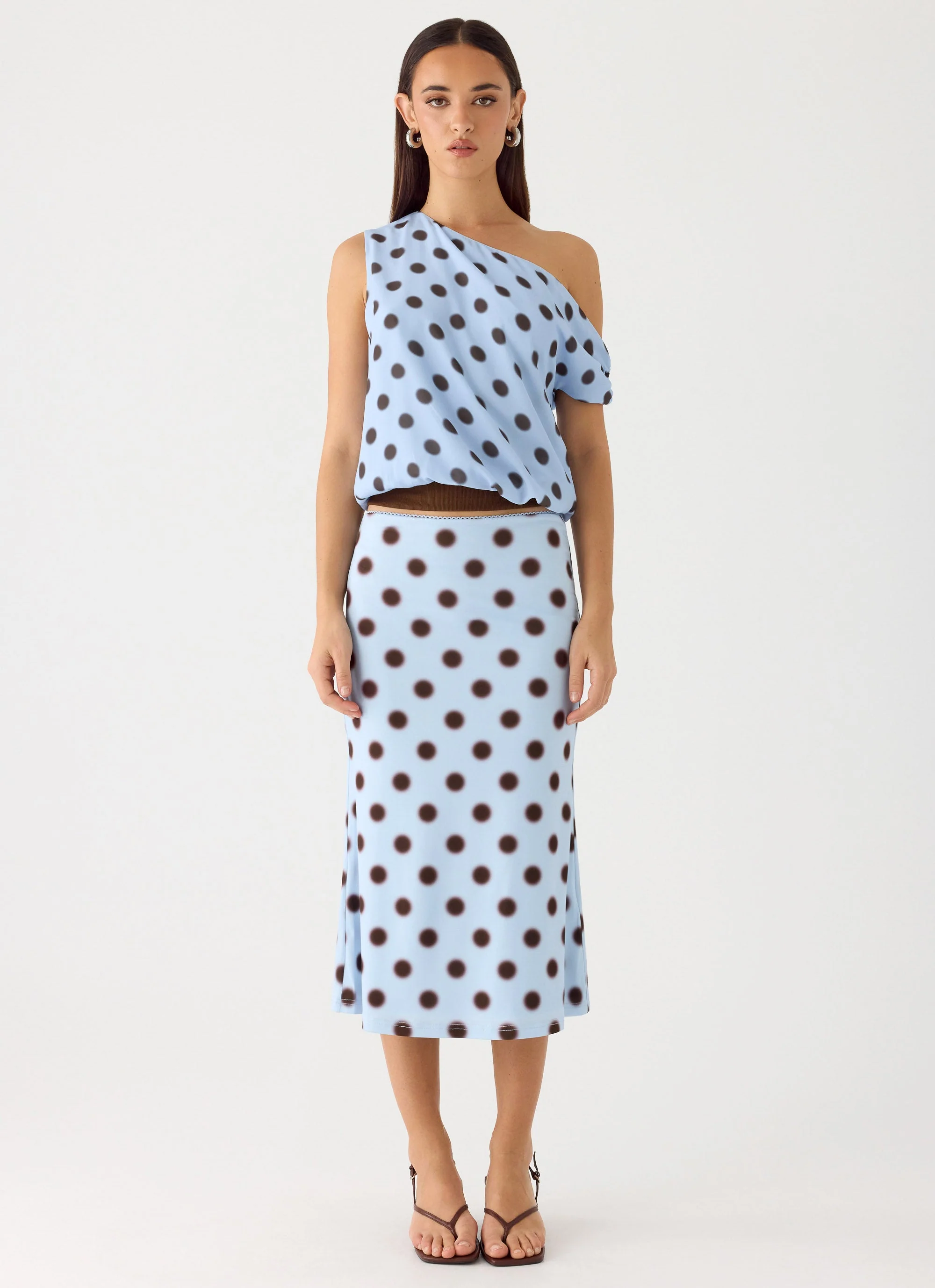 Bahama Low Rise Midi Skirt - Blue Mocha Dot - Image 4