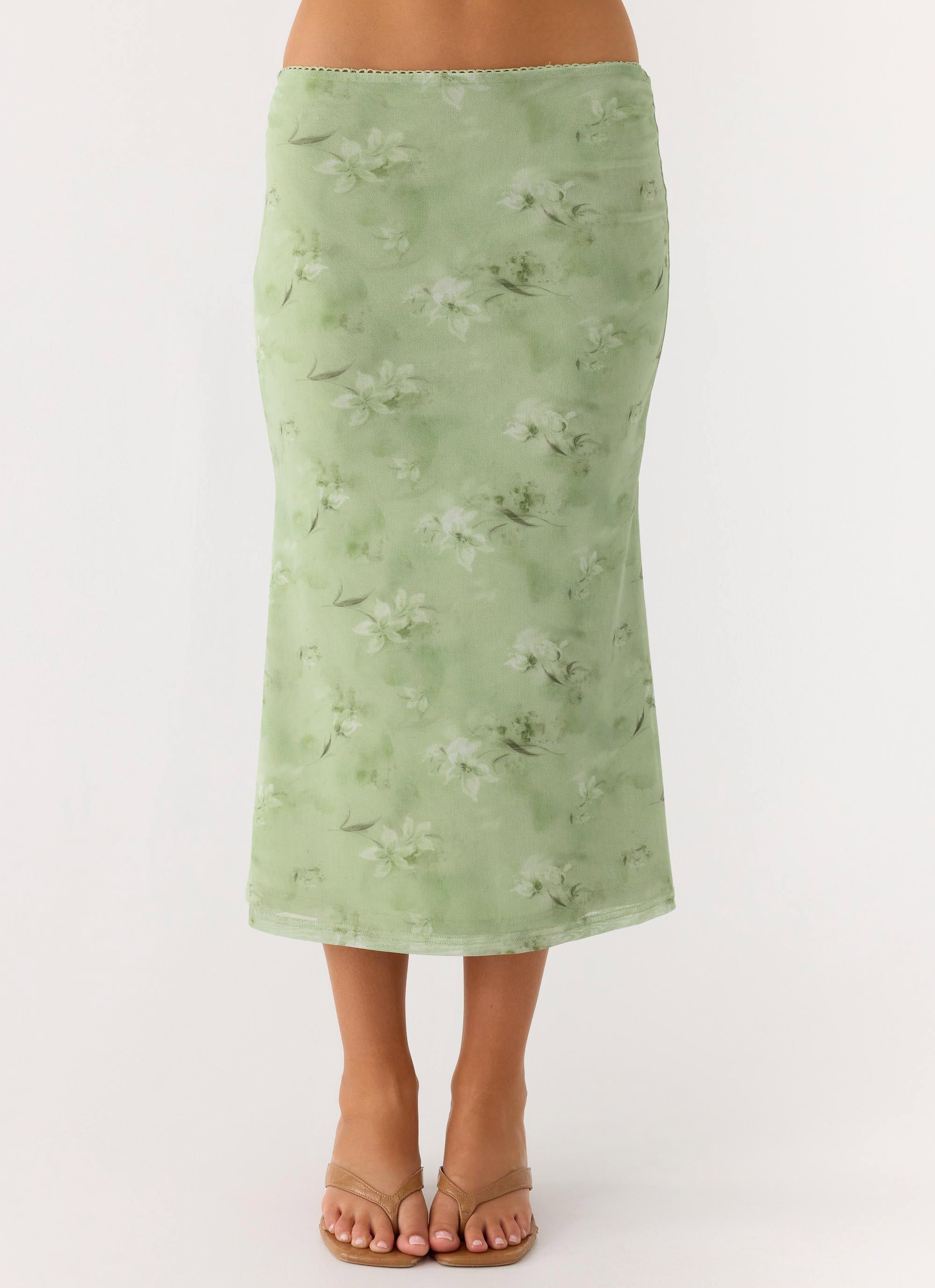 Bahama Low Rise Midi Skirt - Blurred Lime - Image 4