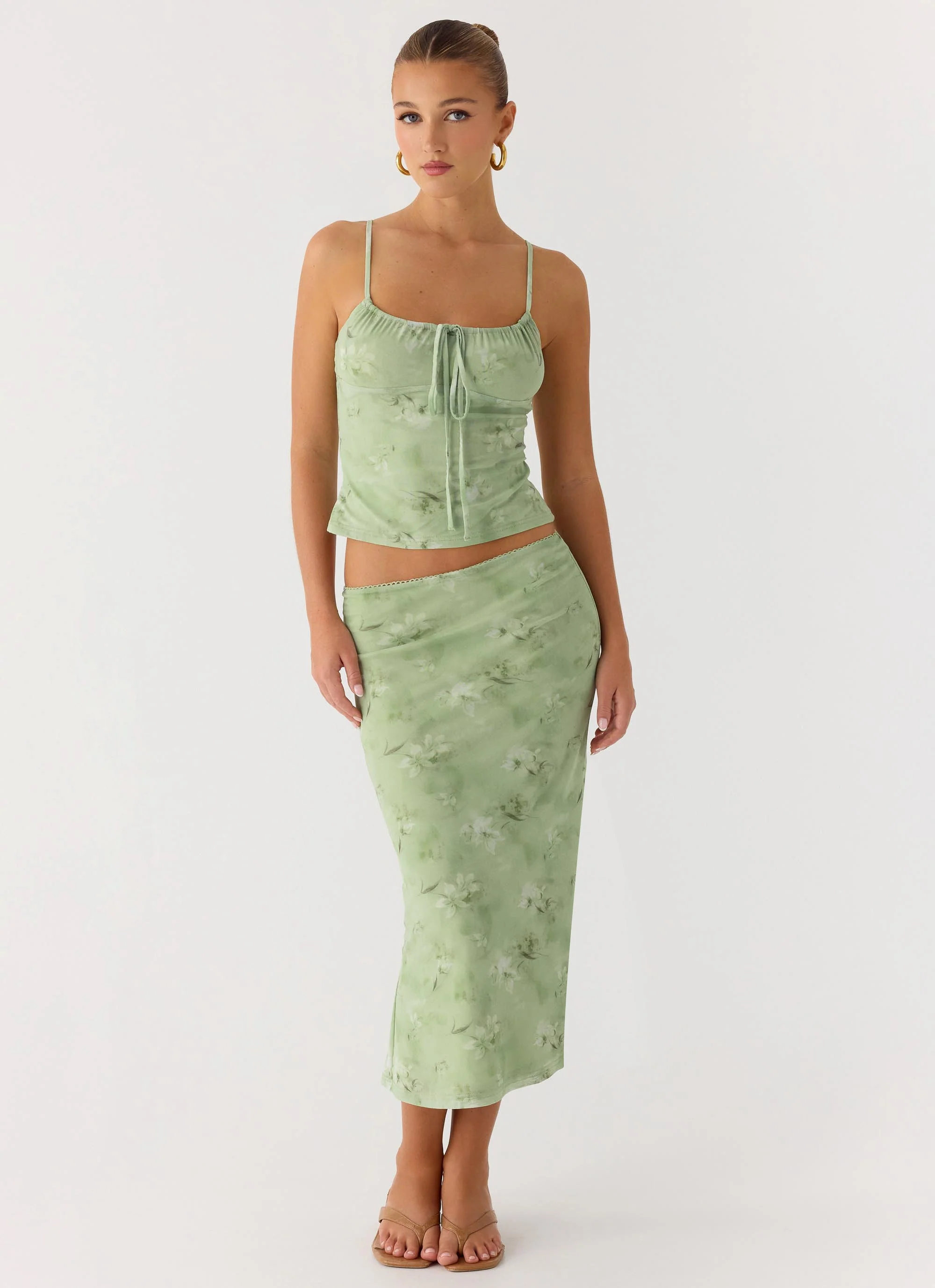 Bahama Low Rise Midi Skirt - Blurred Lime - Image 5