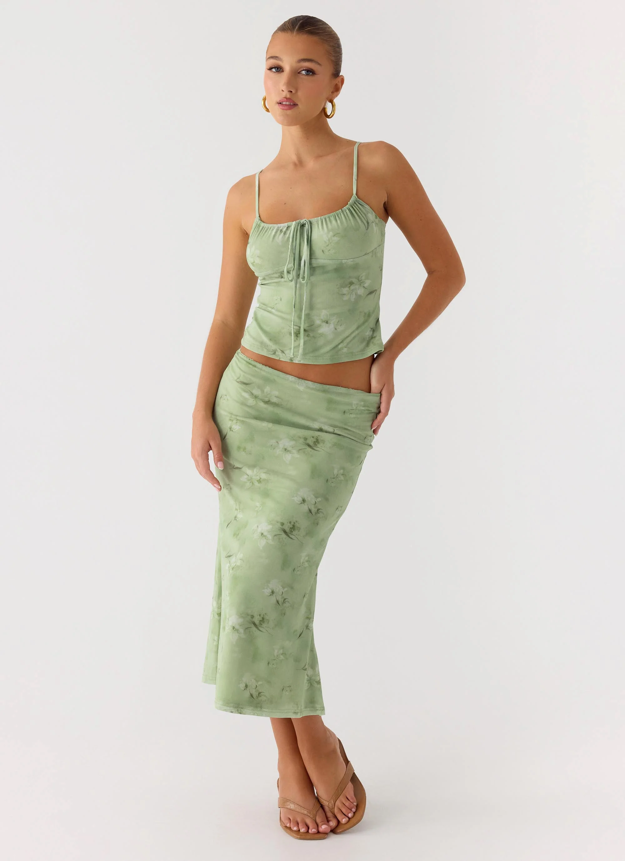 Bahama Low Rise Midi Skirt - Blurred Lime - Image 6