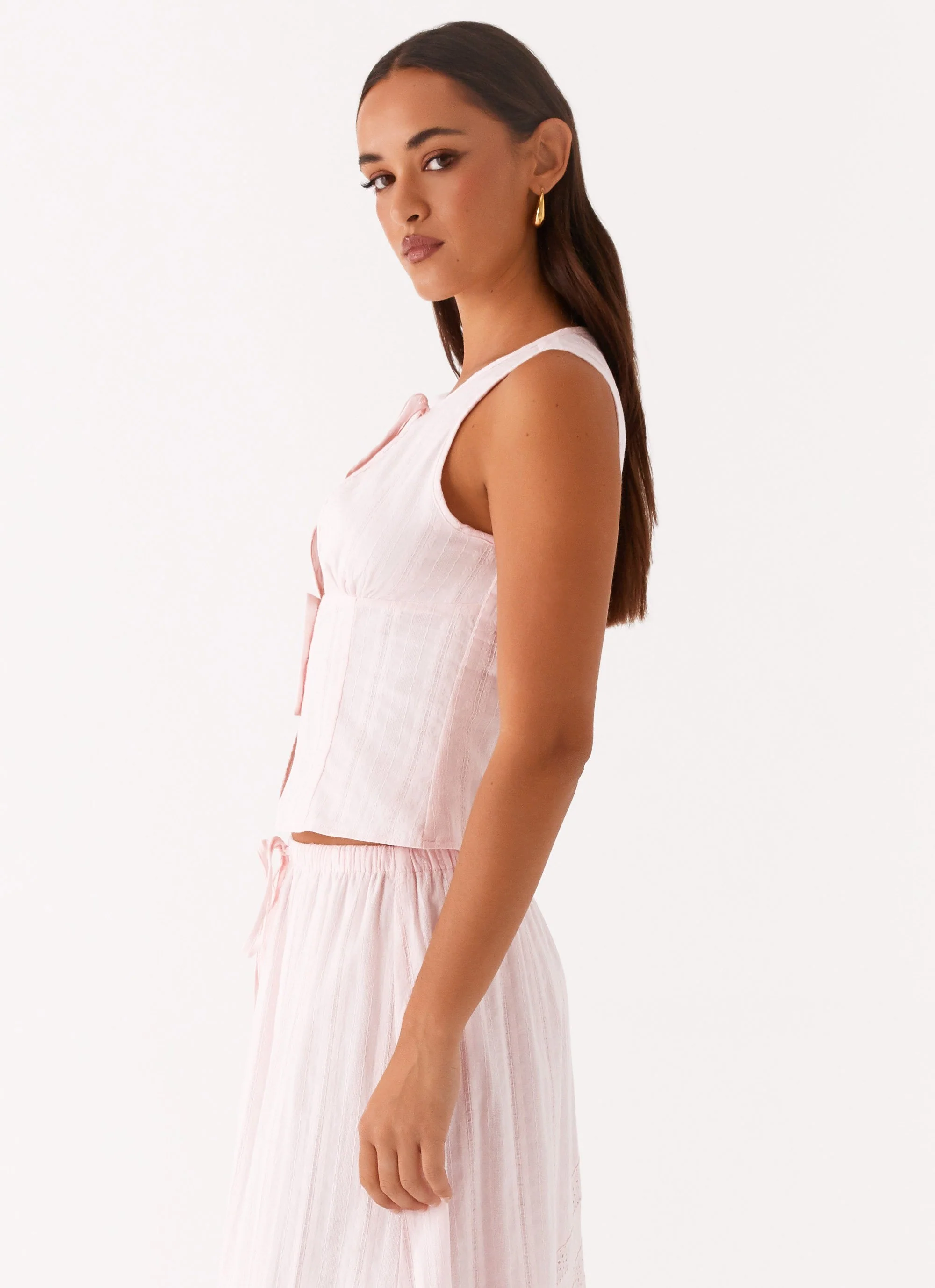 Bailey Tie Front Top - Blush - Image 3