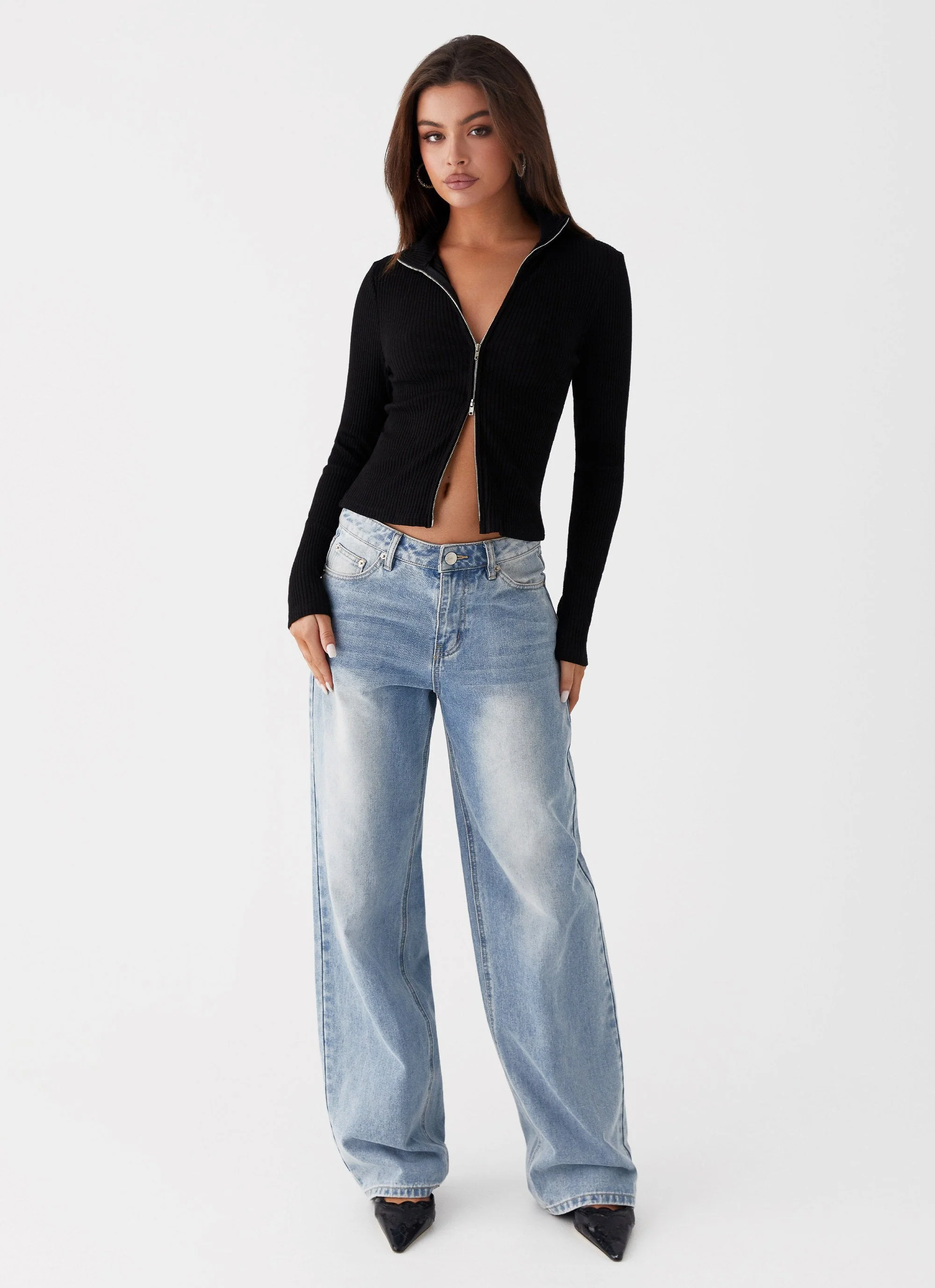 Barbara Long Sleeve Top - Black - Image 2
