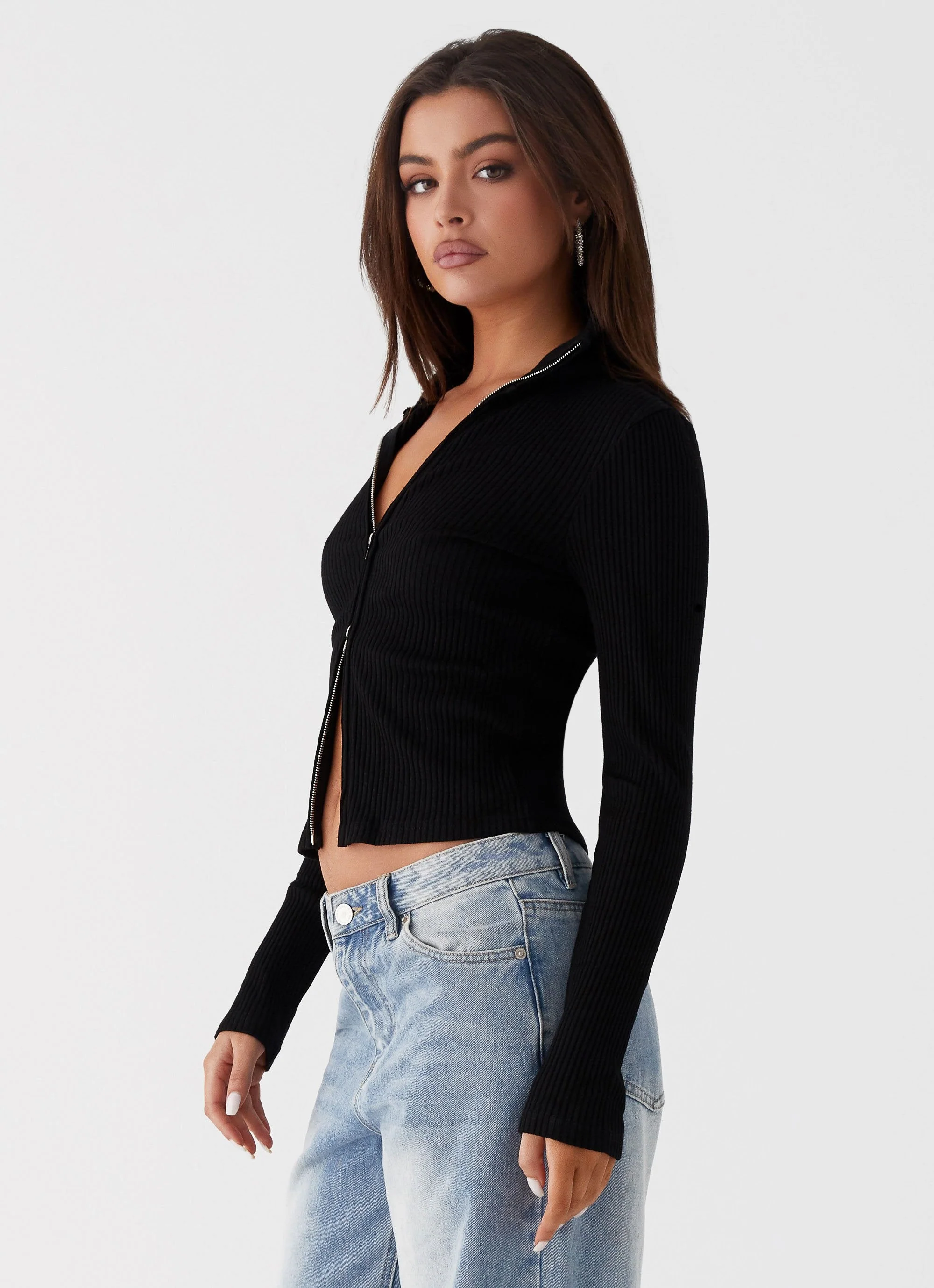 Barbara Long Sleeve Top - Black - Image 3