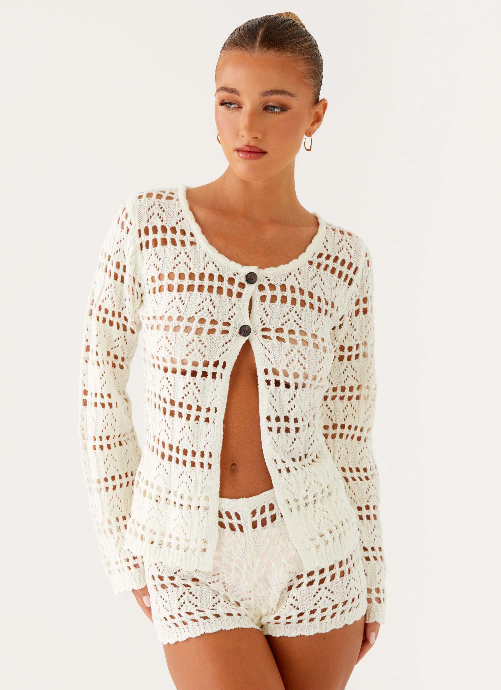 Baylock Crochet Shorts - White - Image 5