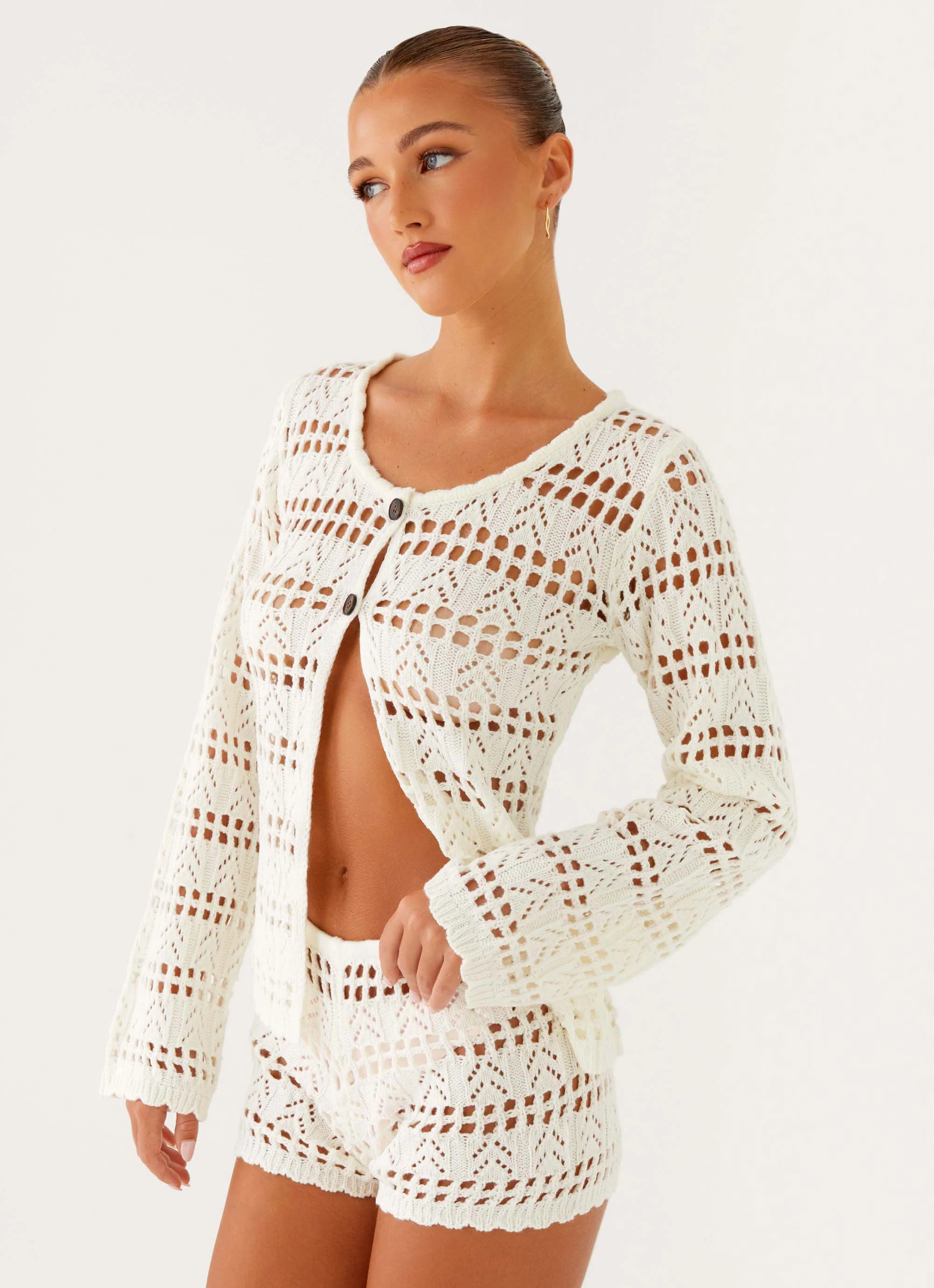 Baylock Crochet Shorts - White - Image 6