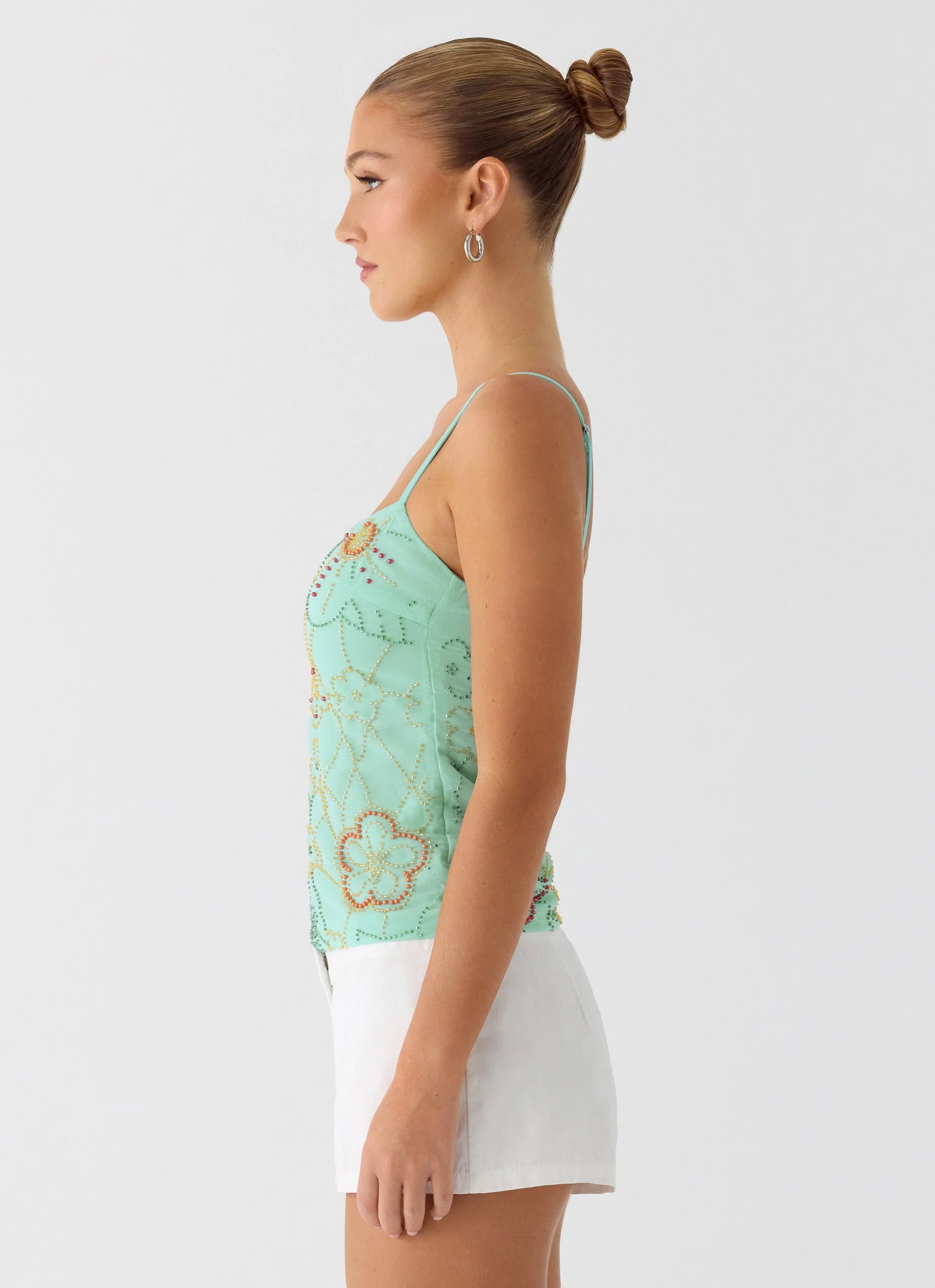 Be Alright Beaded Top - Turquoise - Image 2
