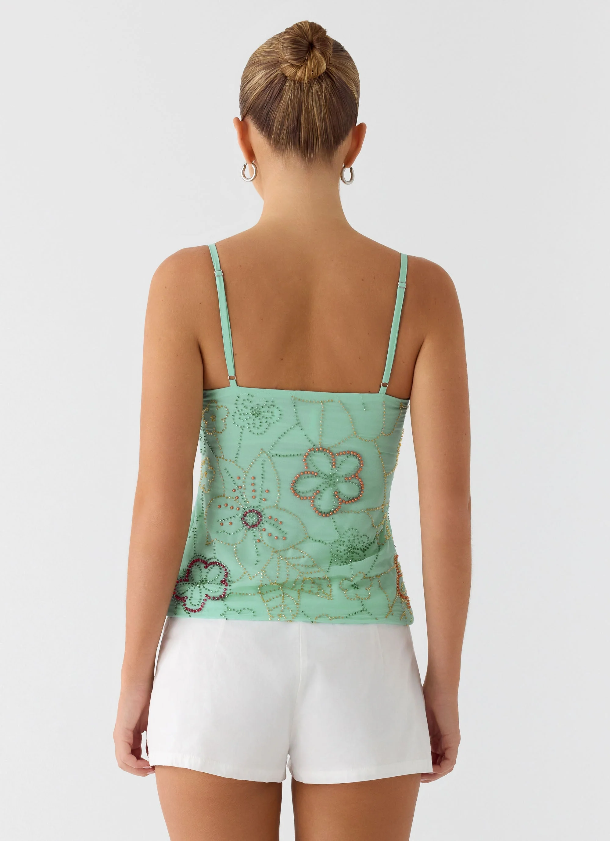 Be Alright Beaded Top - Turquoise - Image 3