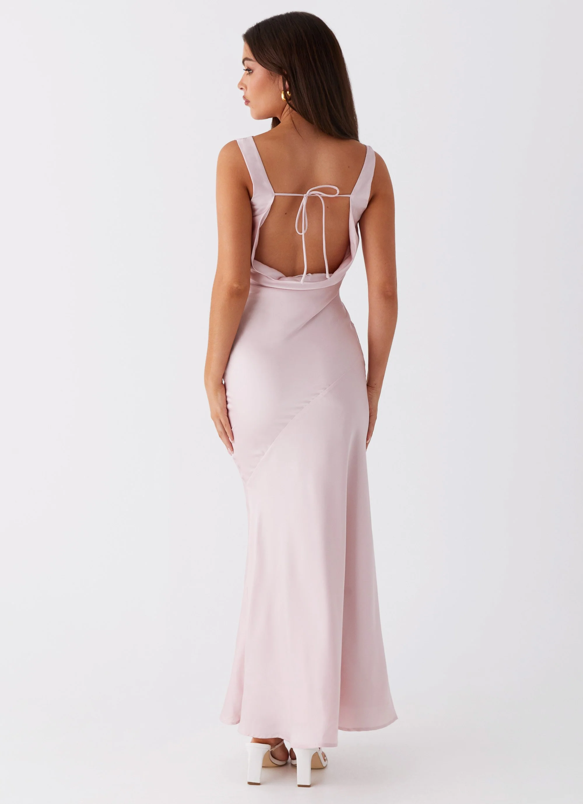 Be Mine Satin Maxi Dress - Mauve Pink - Image 4