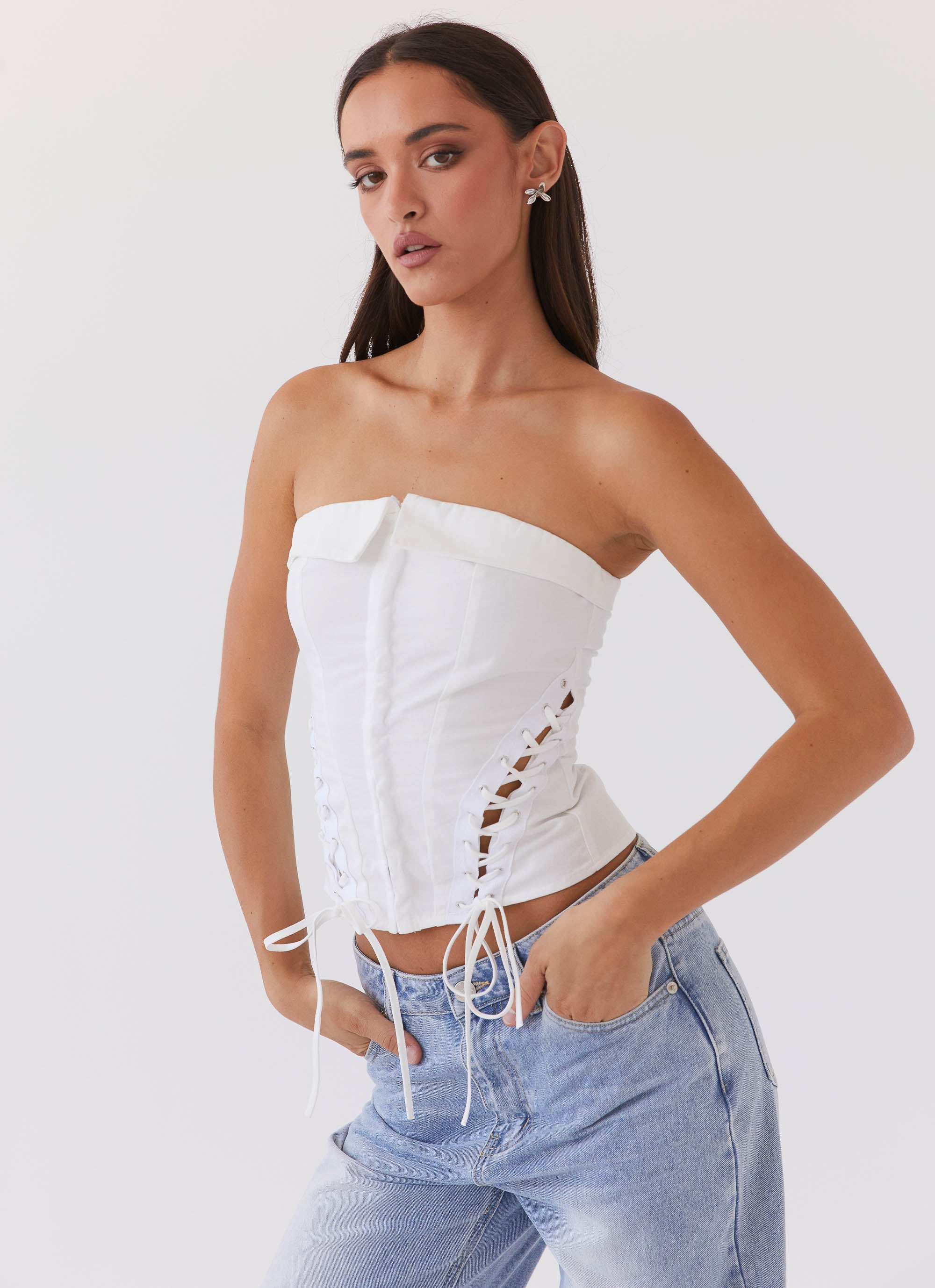 Be My Soulmate Bustier Top - White - Image 2