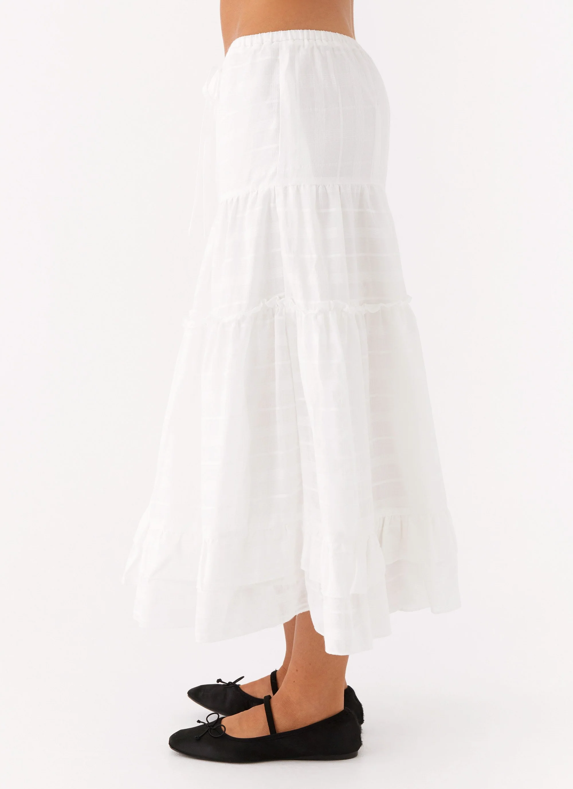 Beatrix Frill Midi Skirt - White - Image 3