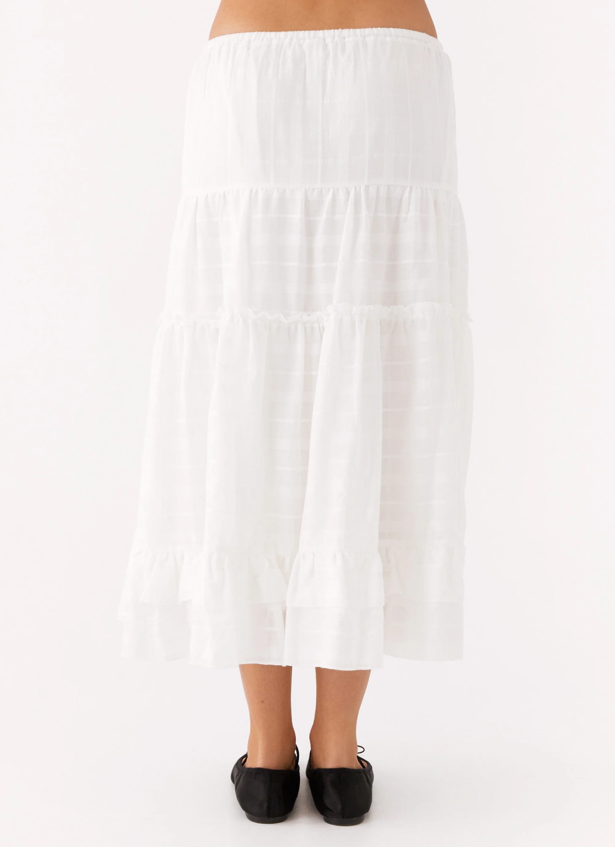 Beatrix Frill Midi Skirt - White - Image 4