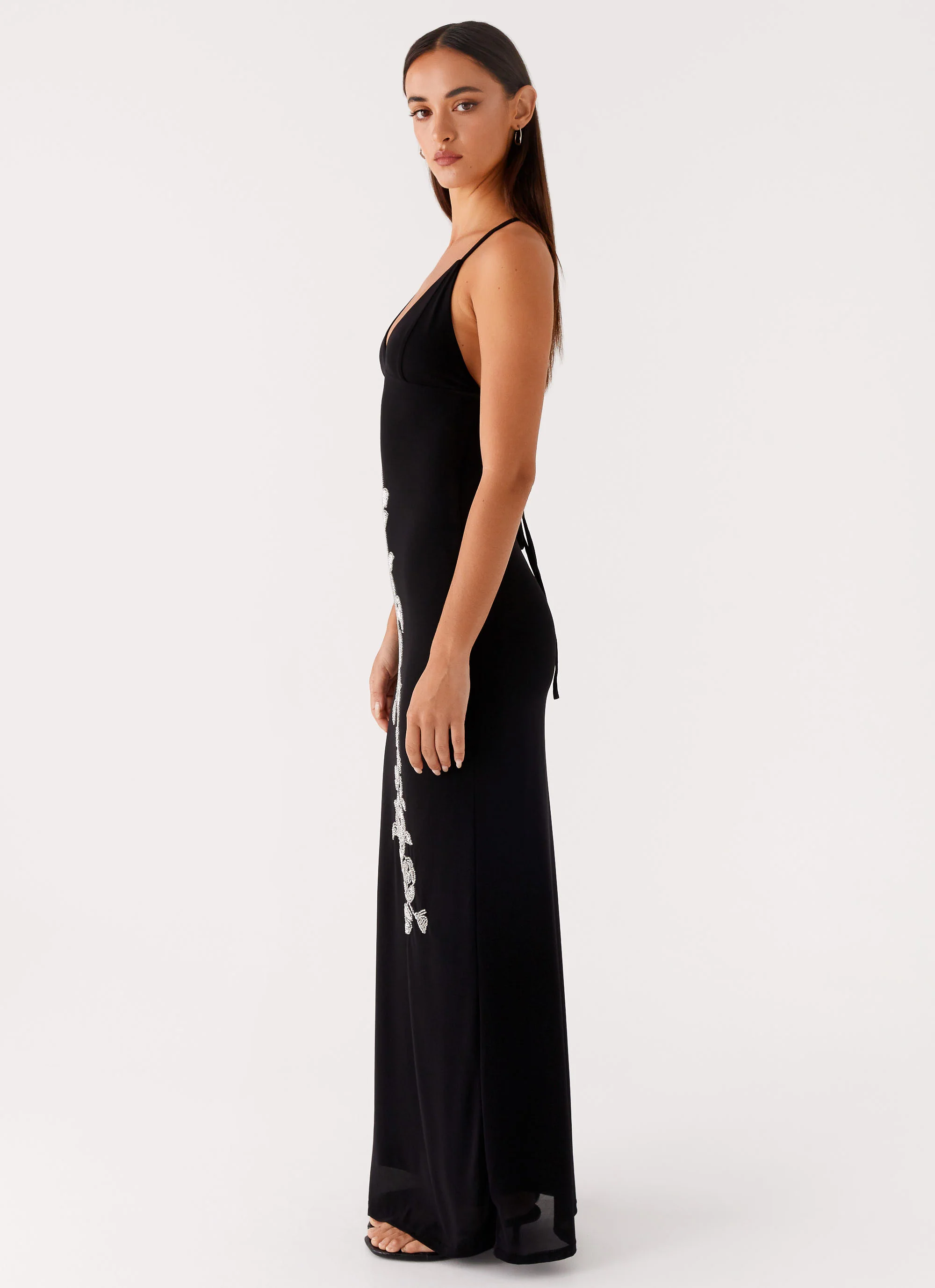 Beki Beaded Mesh Maxi Dress - Black - Image 2