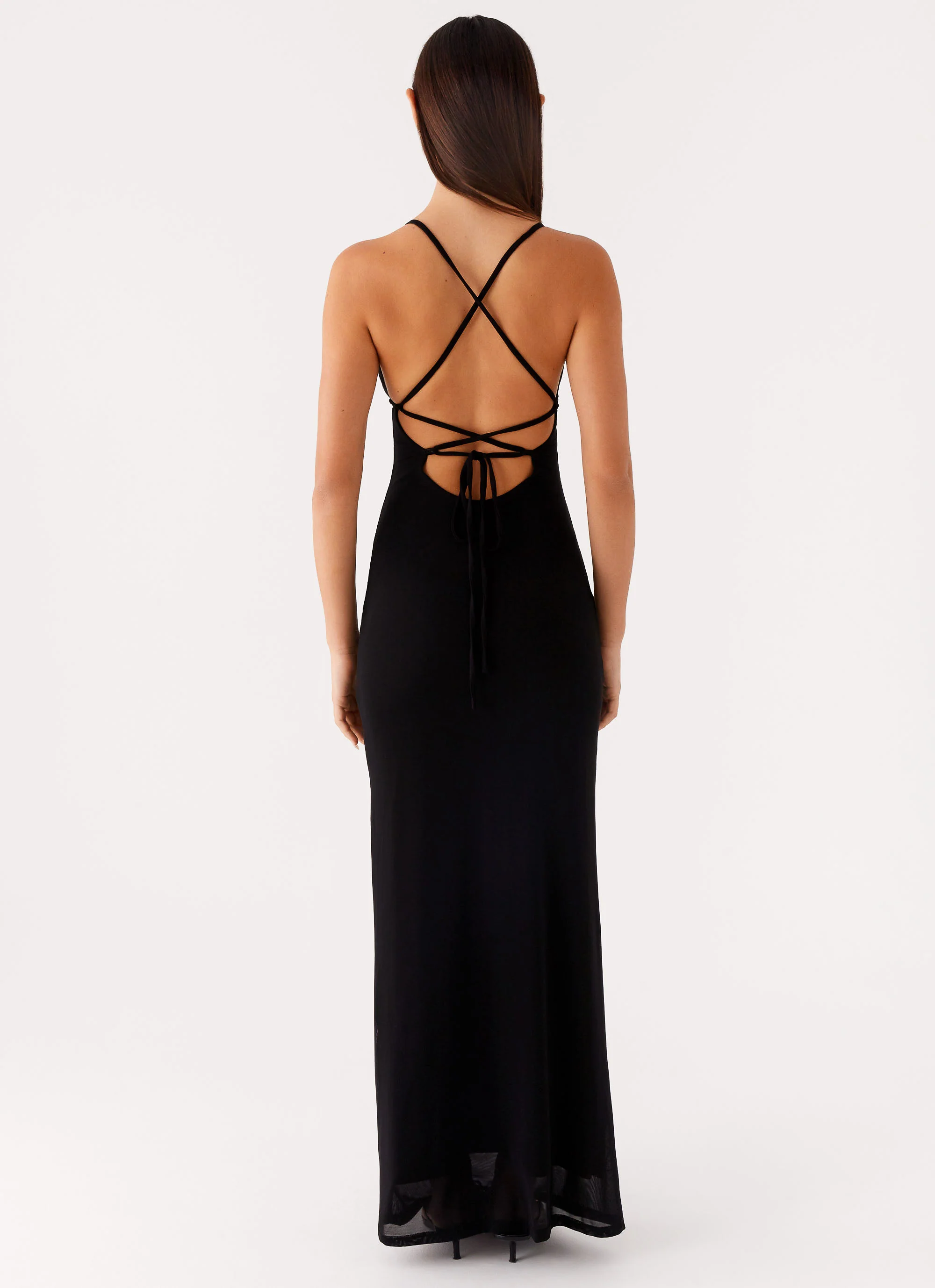 Beki Beaded Mesh Maxi Dress - Black - Image 3