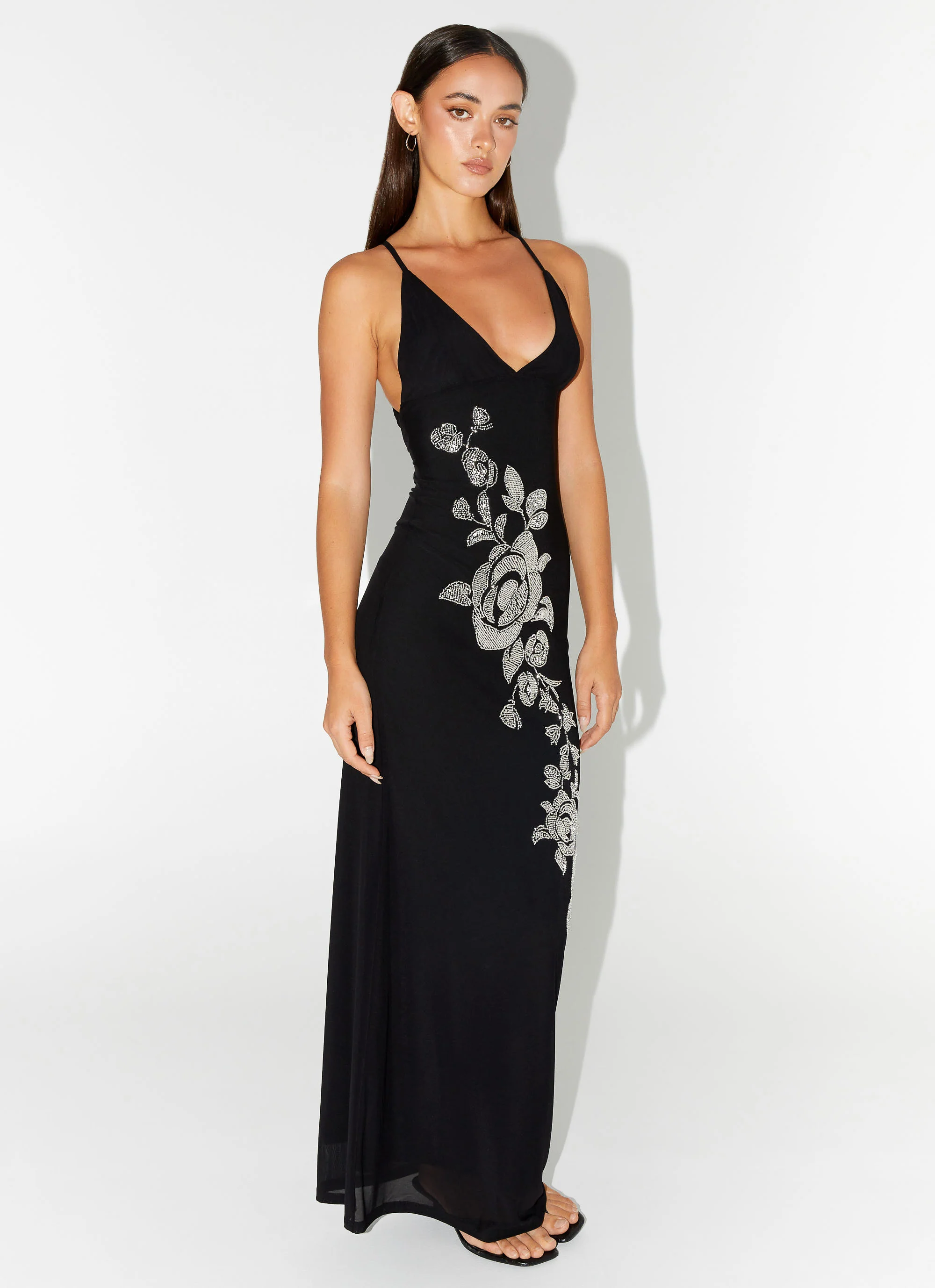 Beki Beaded Mesh Maxi Dress - Black - Image 5
