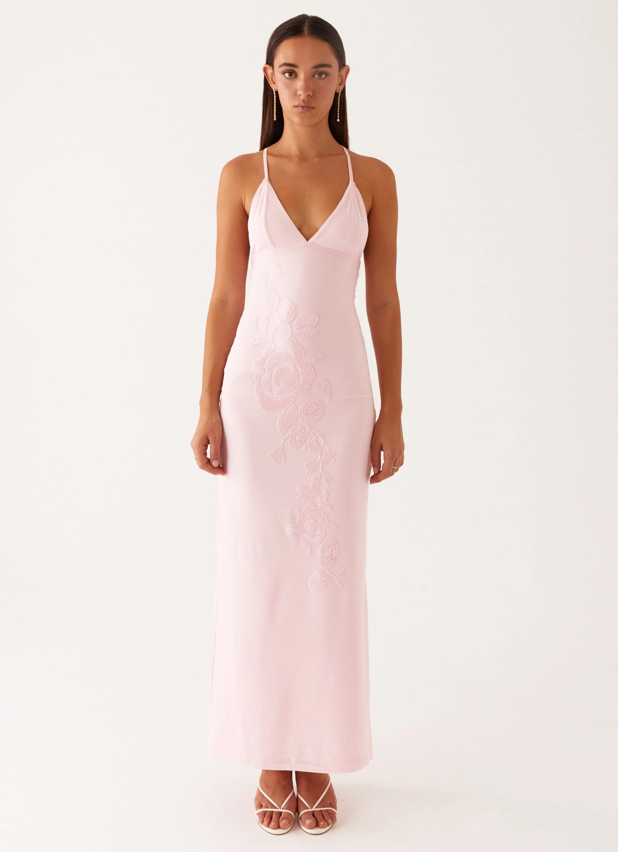 Beki Beaded Mesh Maxi Dress - Pink - Image 3