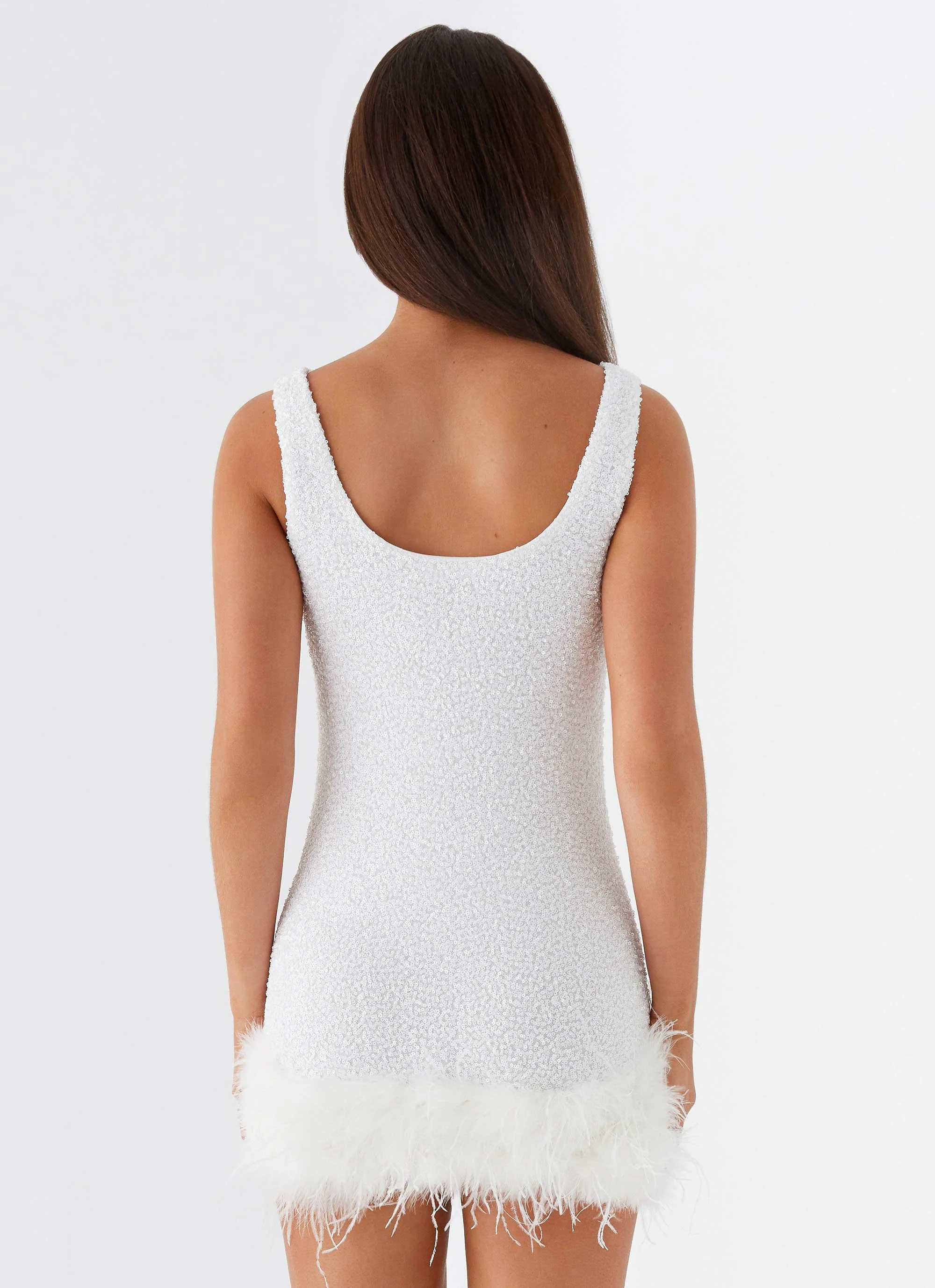 Belissa Sequin Mini Dress - White - Image 6