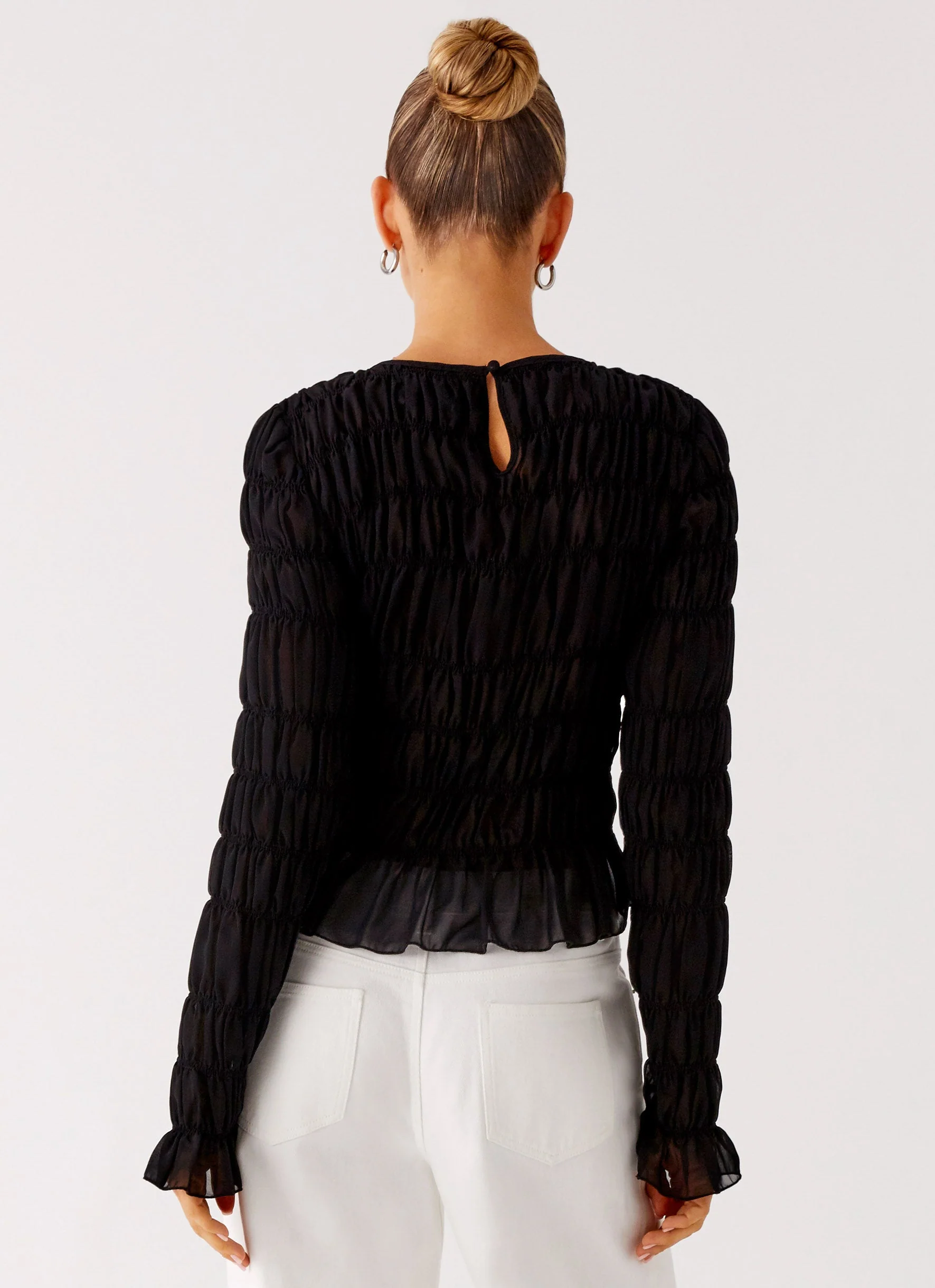 Bella Long Sleeve Top - Black - Image 4