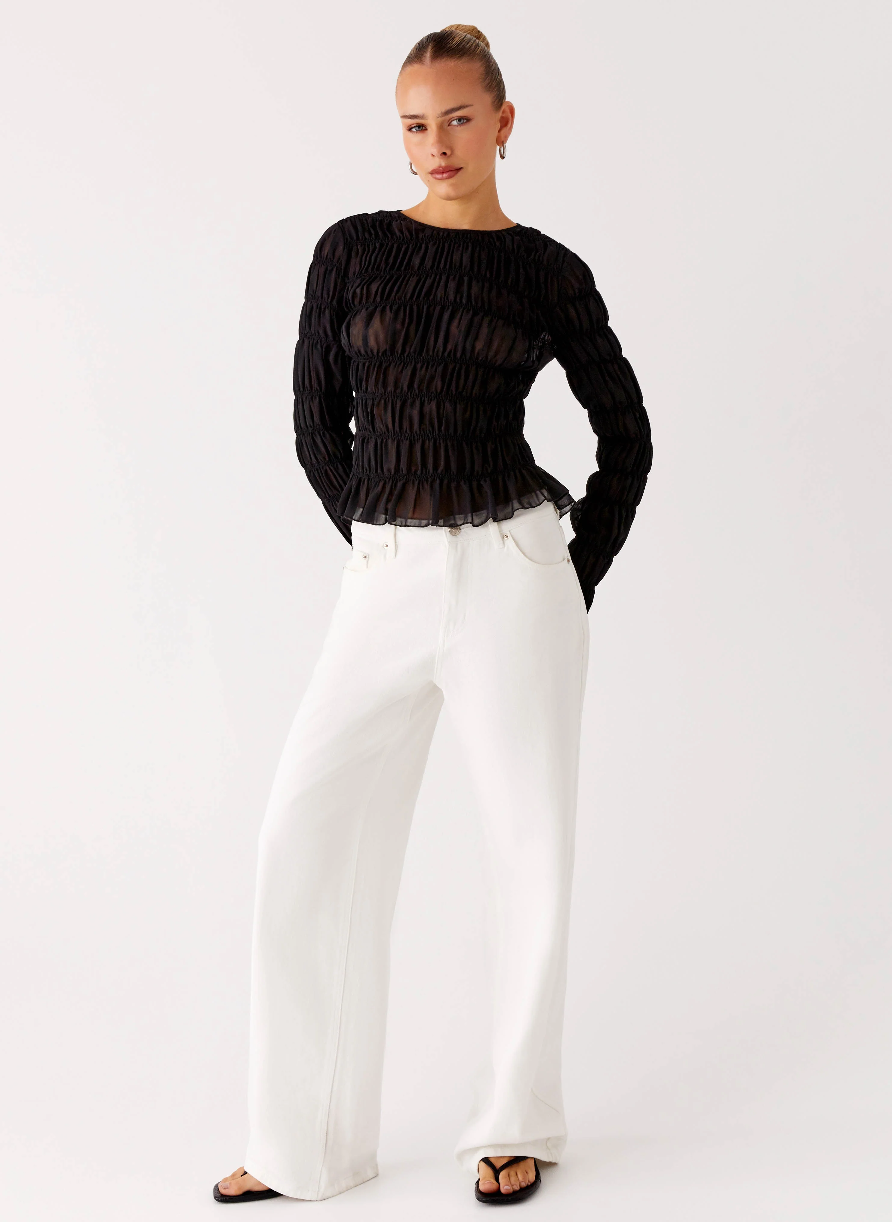 Bella Long Sleeve Top - Black - Image 6