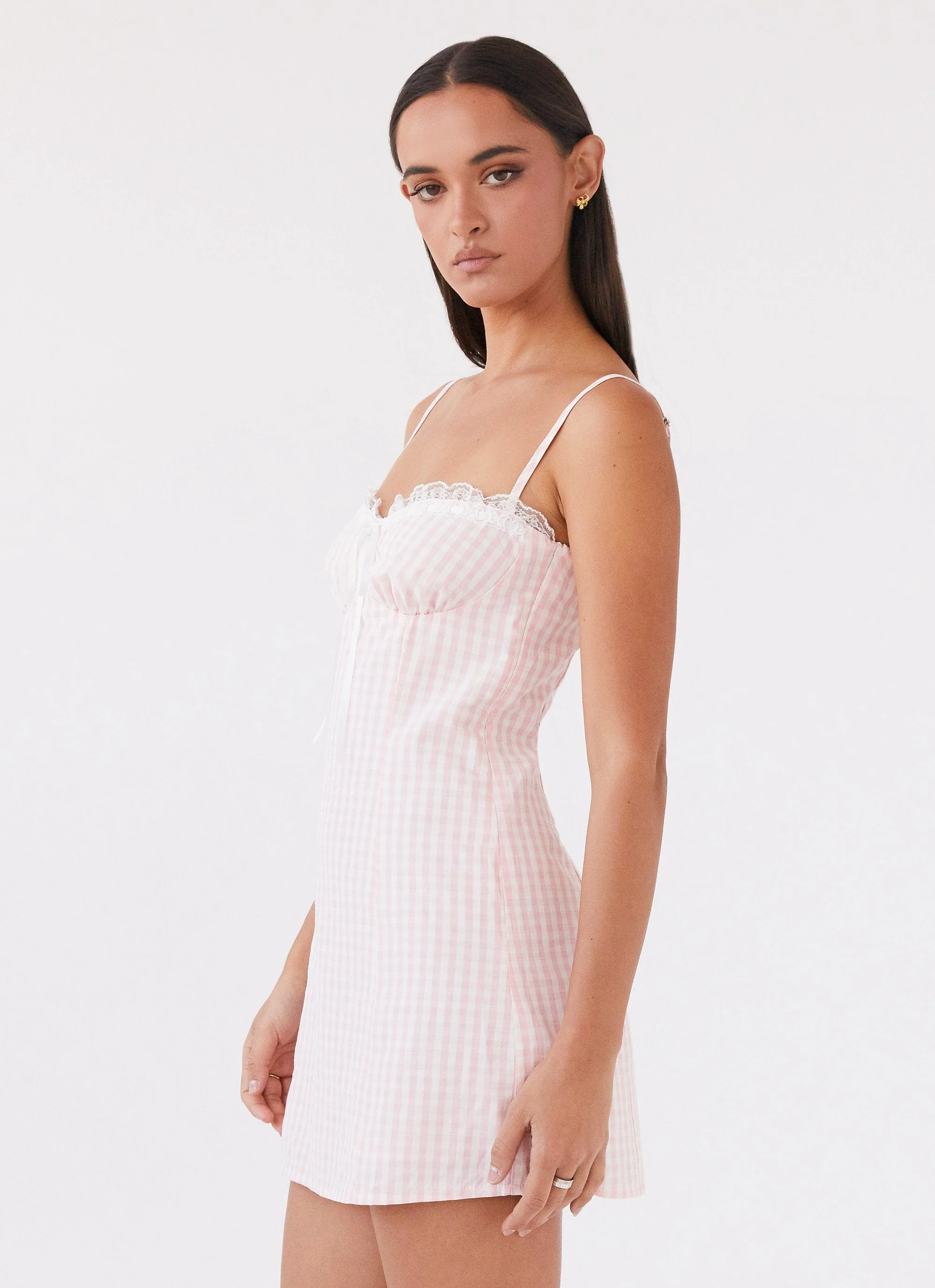 Bellissima Bustier Mini Dress - Pink Gingham - Image 2