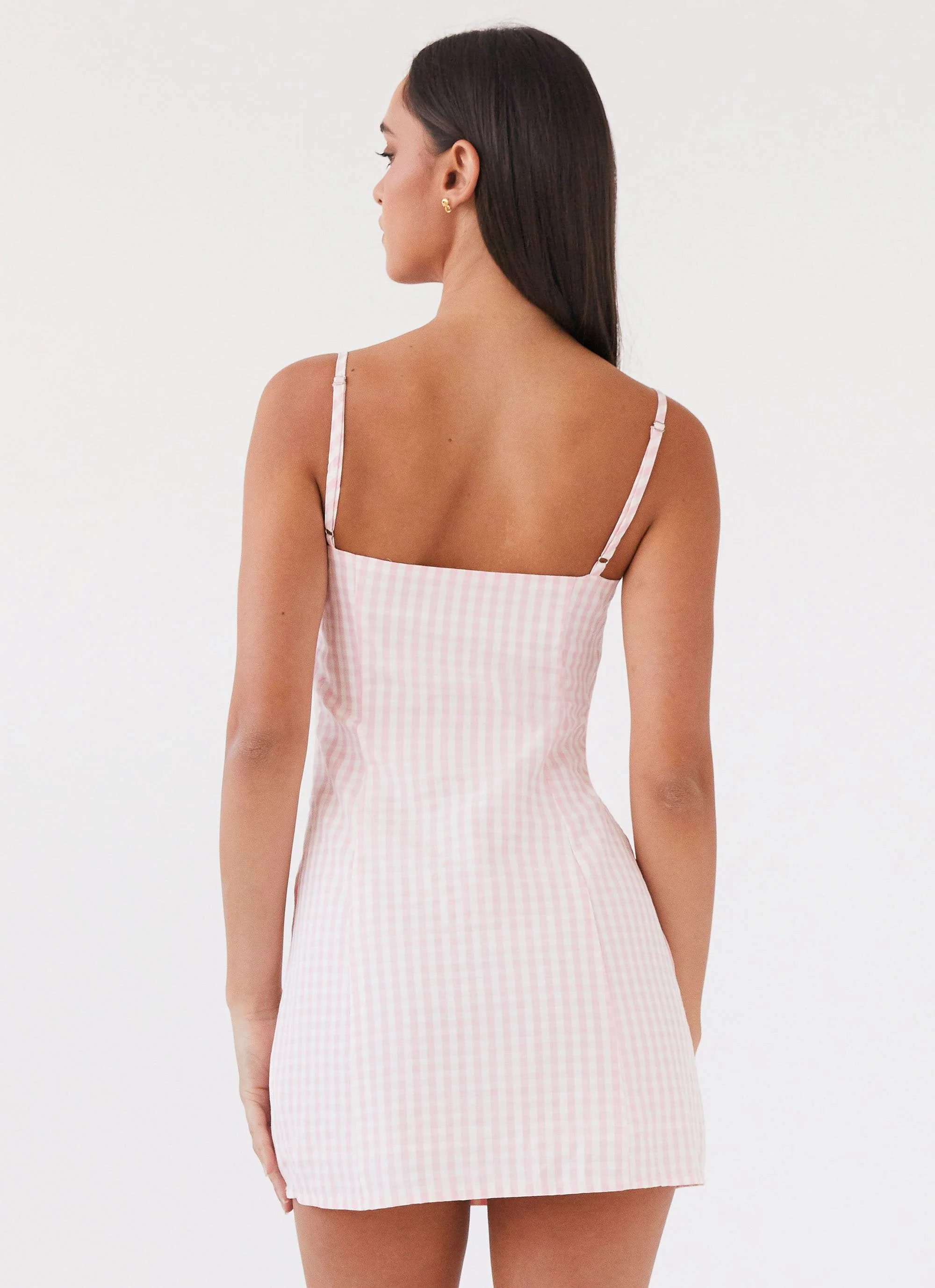 Bellissima Bustier Mini Dress - Pink Gingham - Image 3