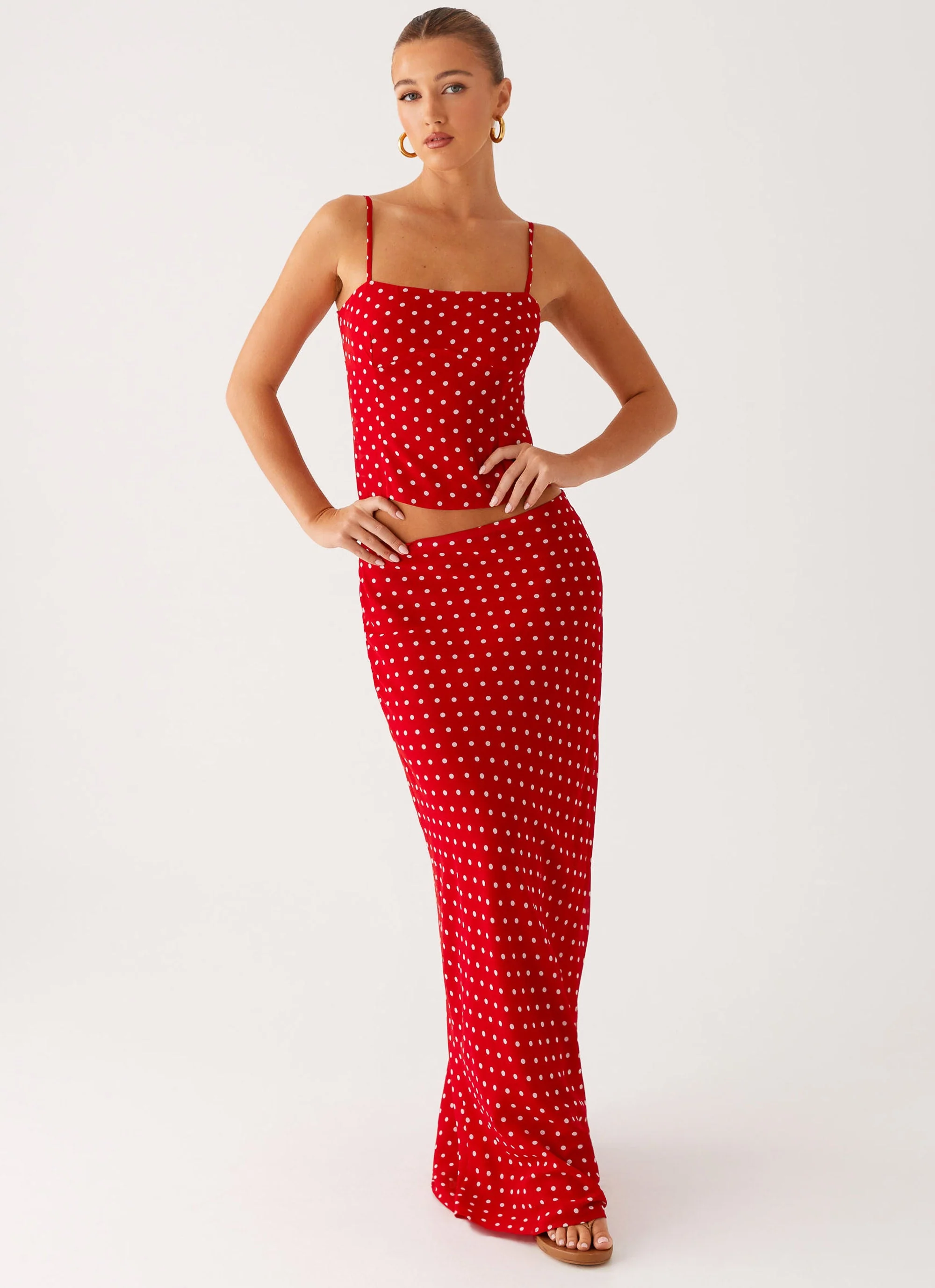 Bendita Maxi Skirt - Red Polka Dot - Image 3