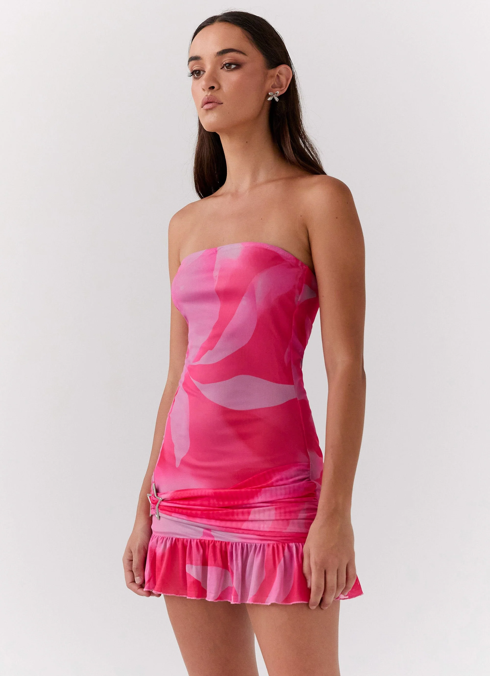 Besa Mesh Mini Dress - Neon Blush - Image 6