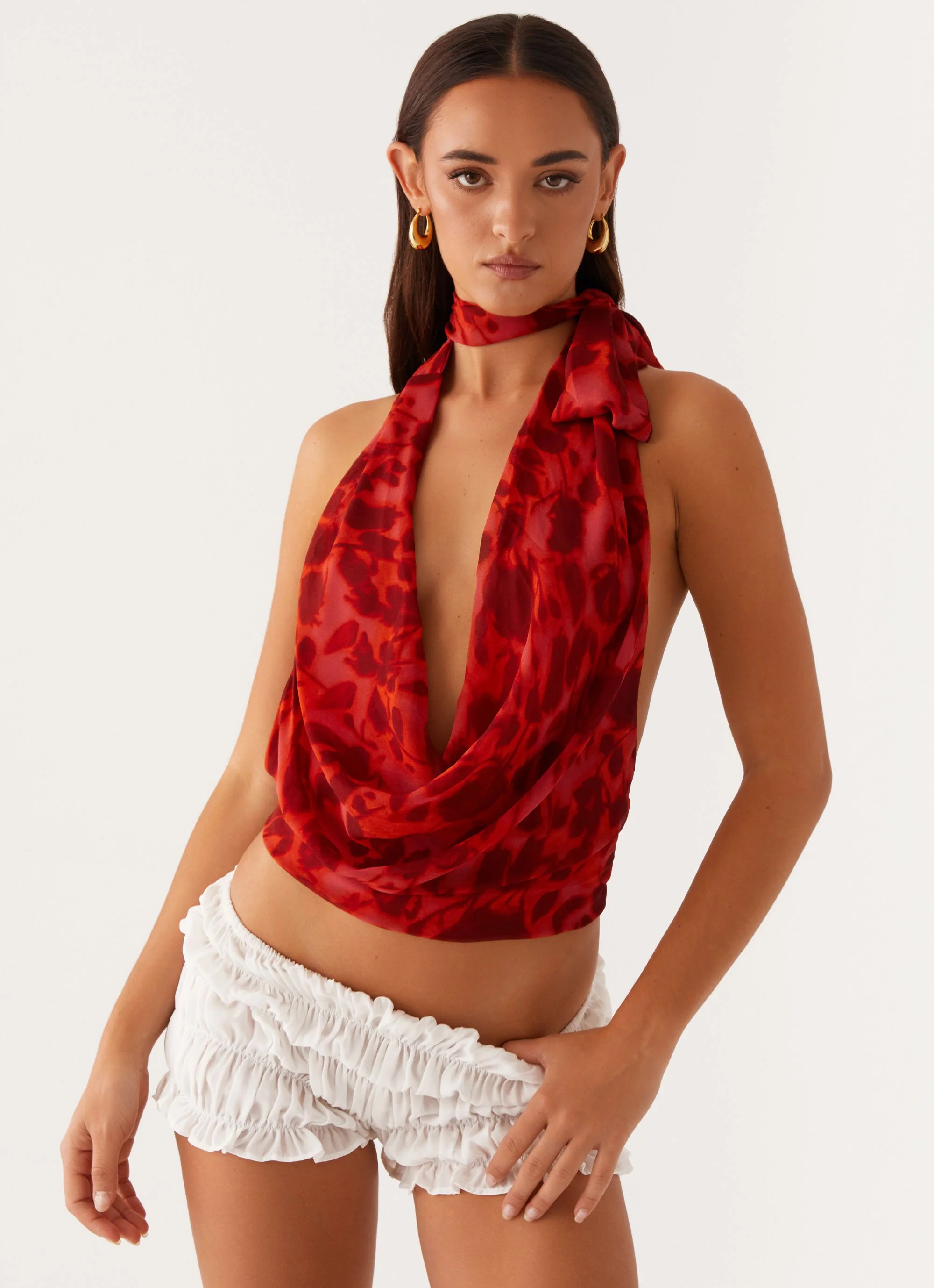 Best Self Top - Deep Red Floral - Image 6