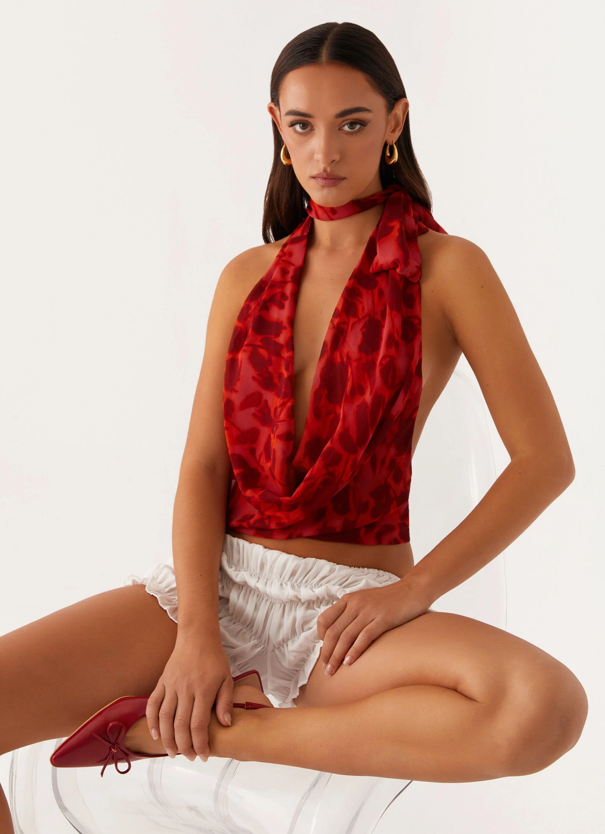 Best Self Top - Deep Red Floral - Image 7