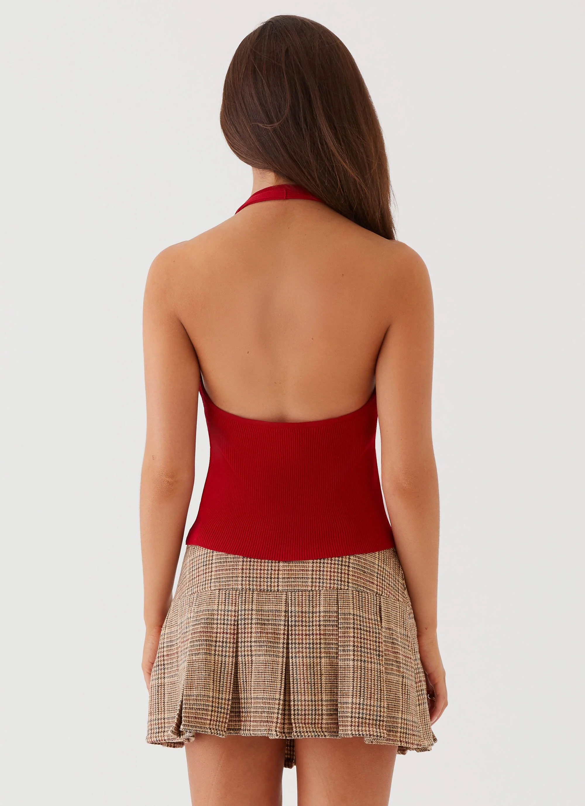 Bettie Knit Halter Top - Red - Image 4