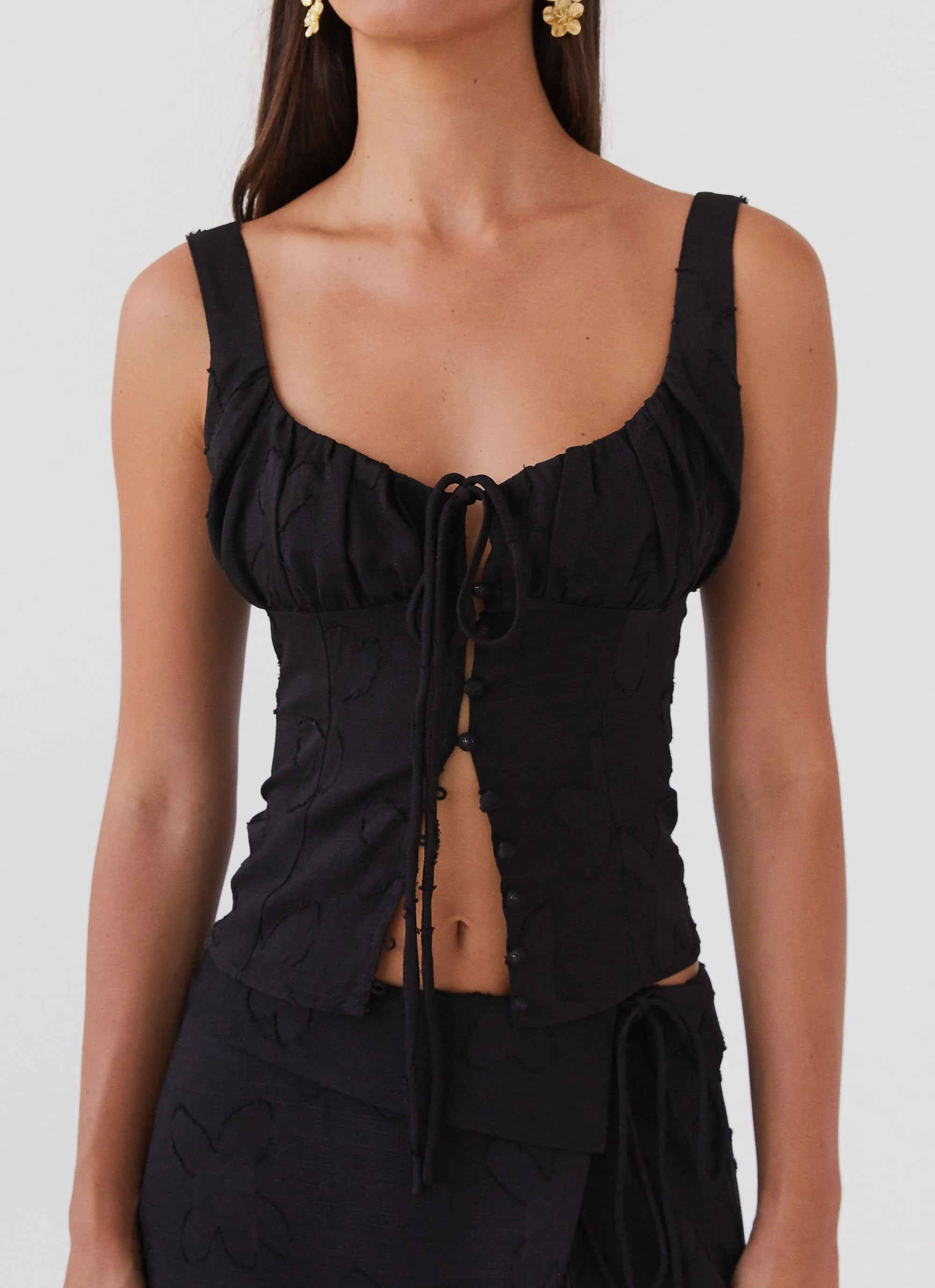 Bianka Tie Top - Black Petal - Image 5