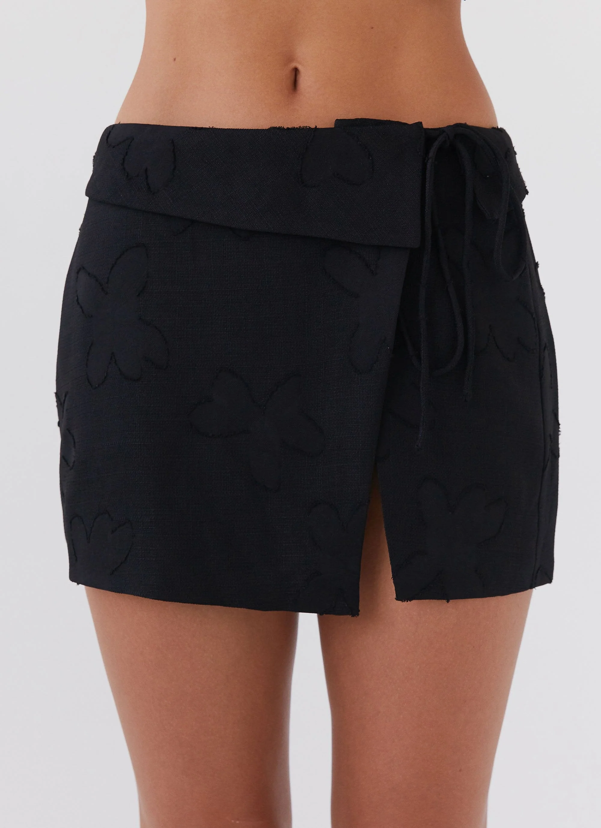 Bianka Wrap Mini Skirt - Black Petal - Image 5