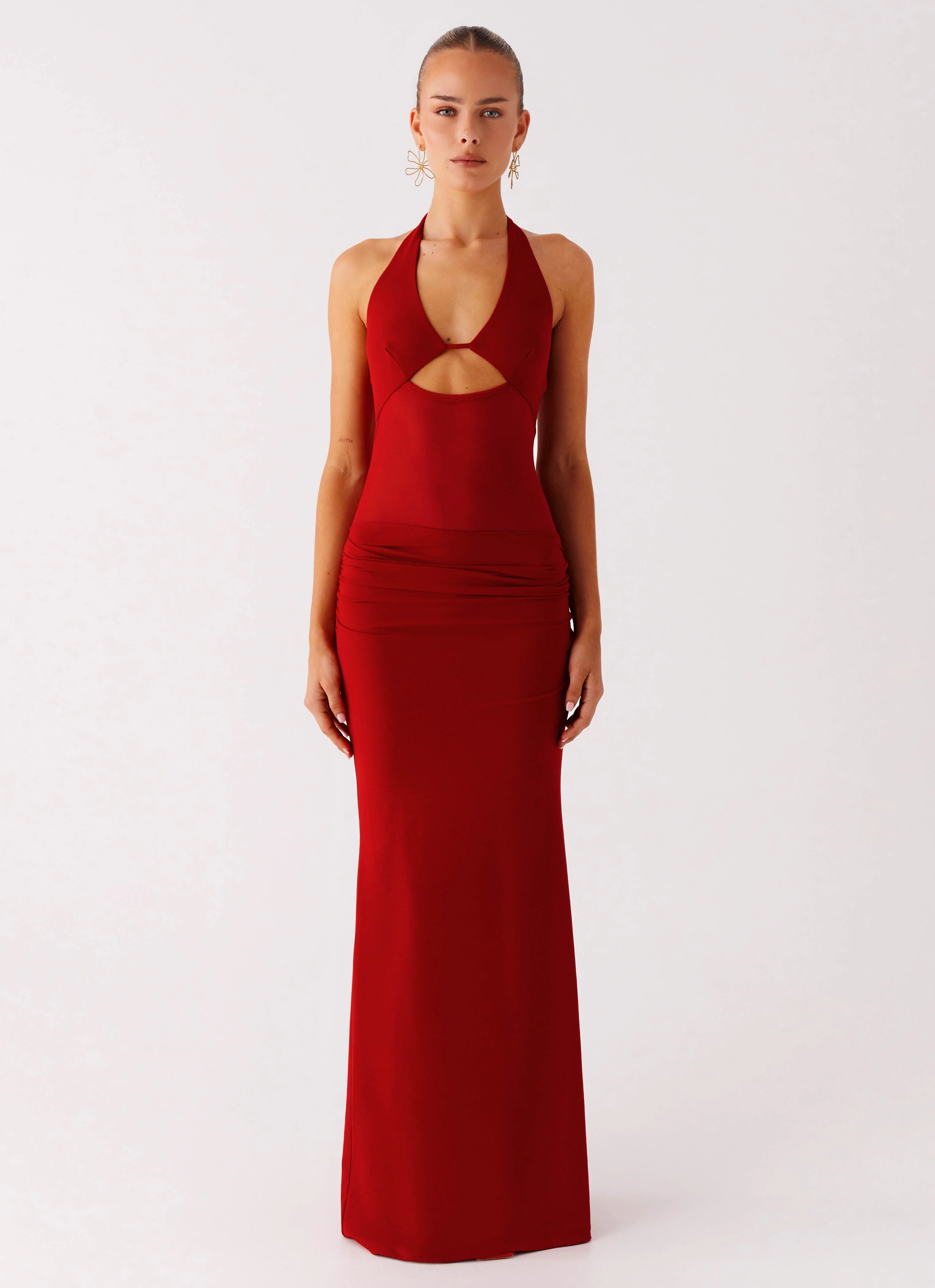 Billen Halter Maxi Dress - Red - Image 4