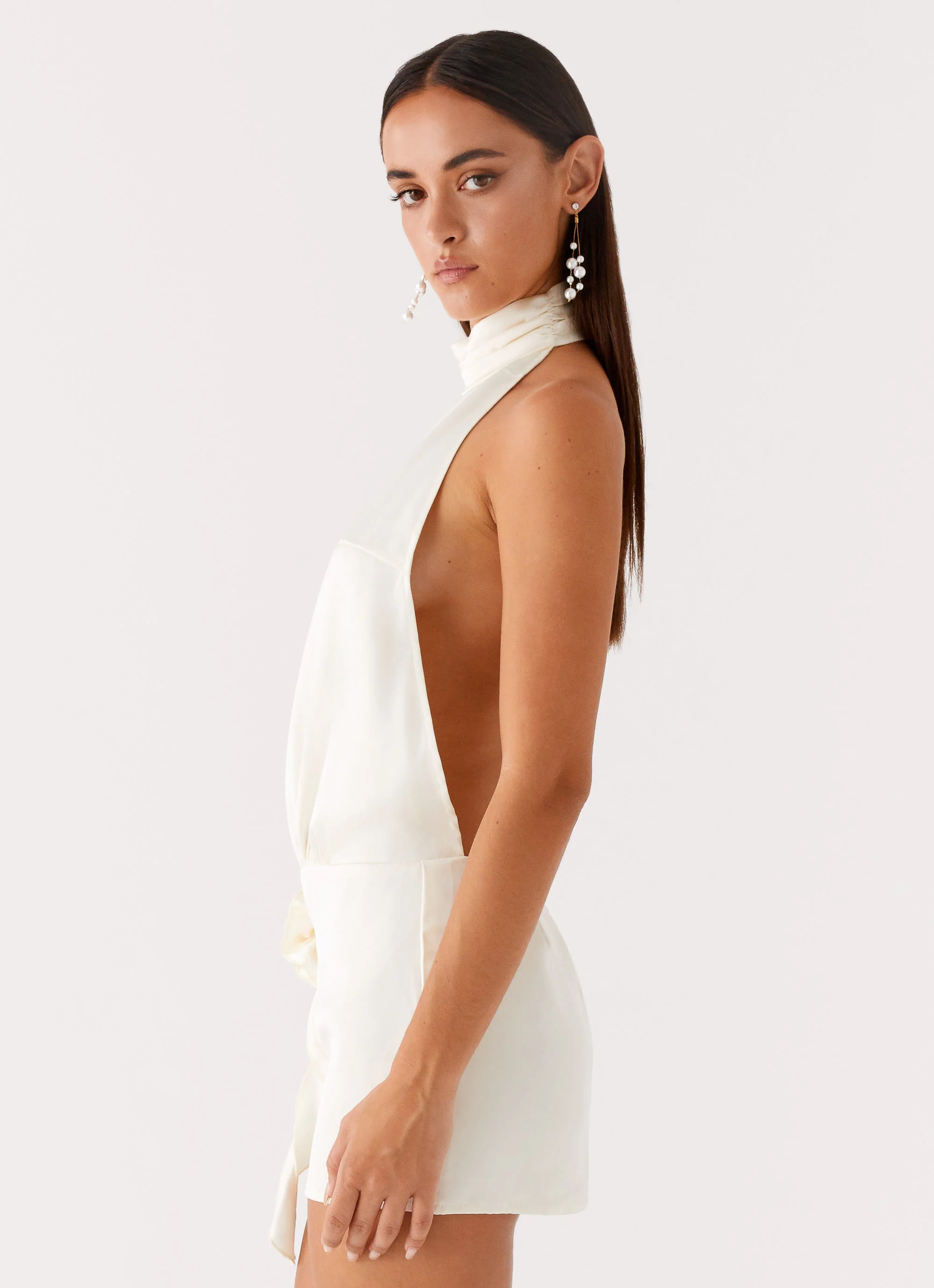 Birdie Halterneck Mini Dress - Ivory - Image 3