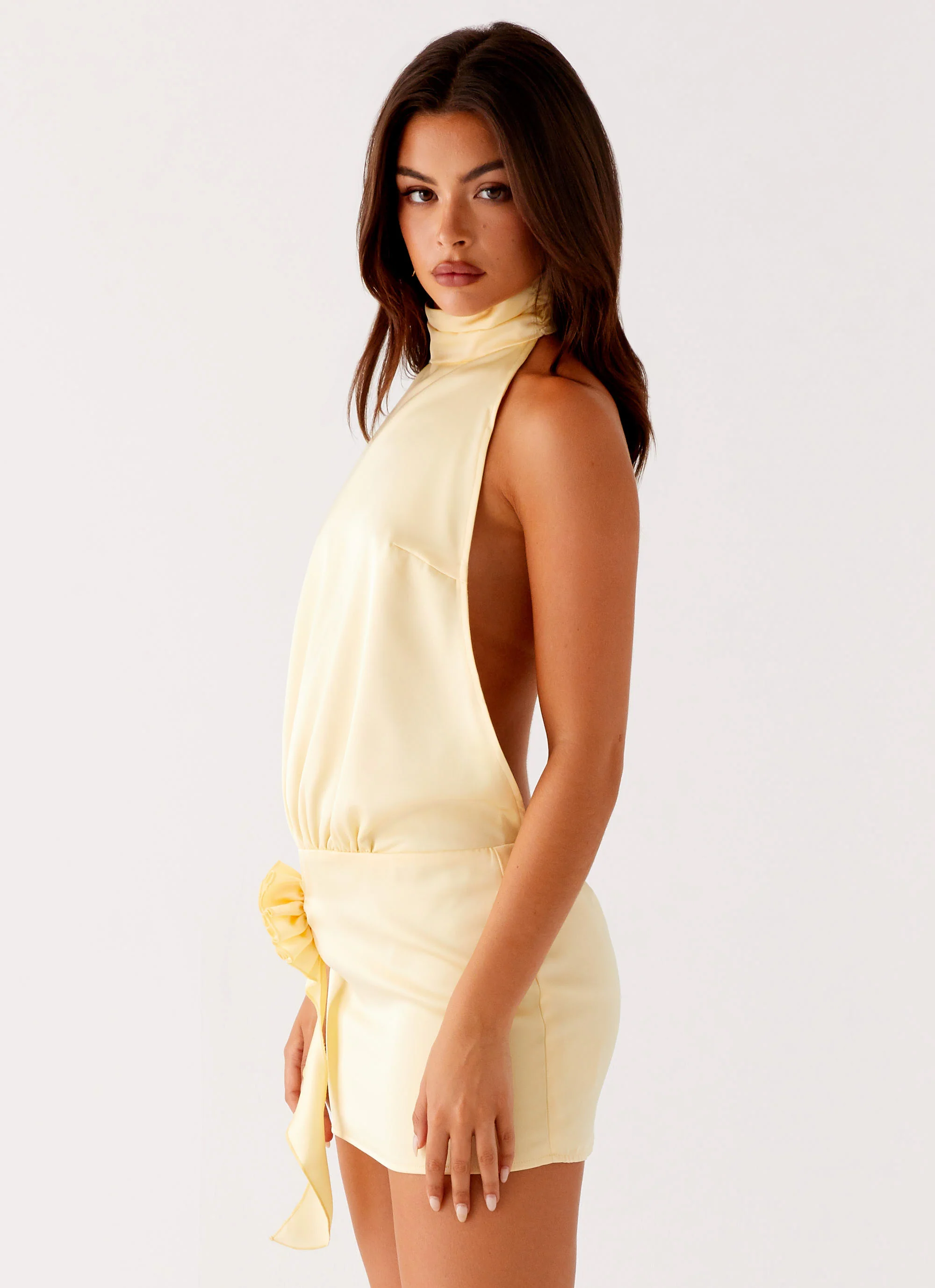 Birdie Halterneck Mini Dress - Yellow - Image 4