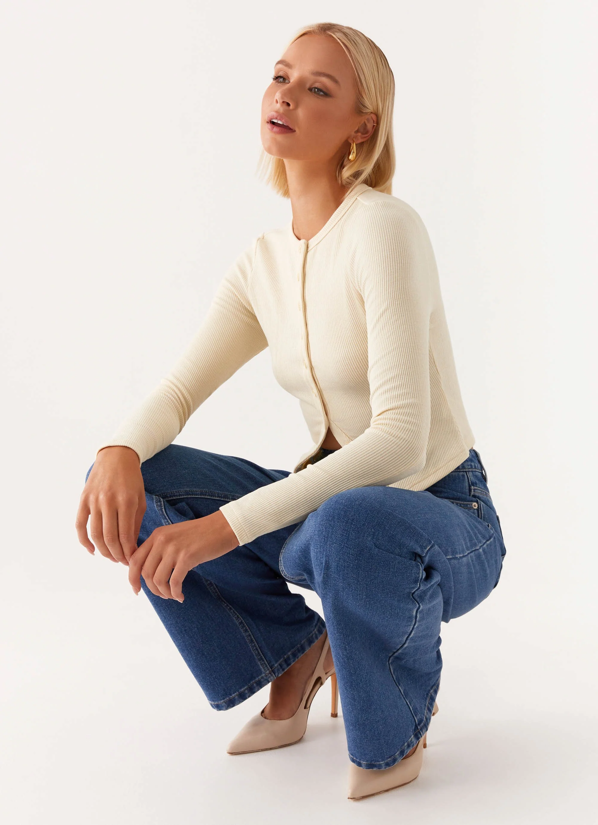 Blair Buttoned Long Sleeve Top - Yellow - Image 6