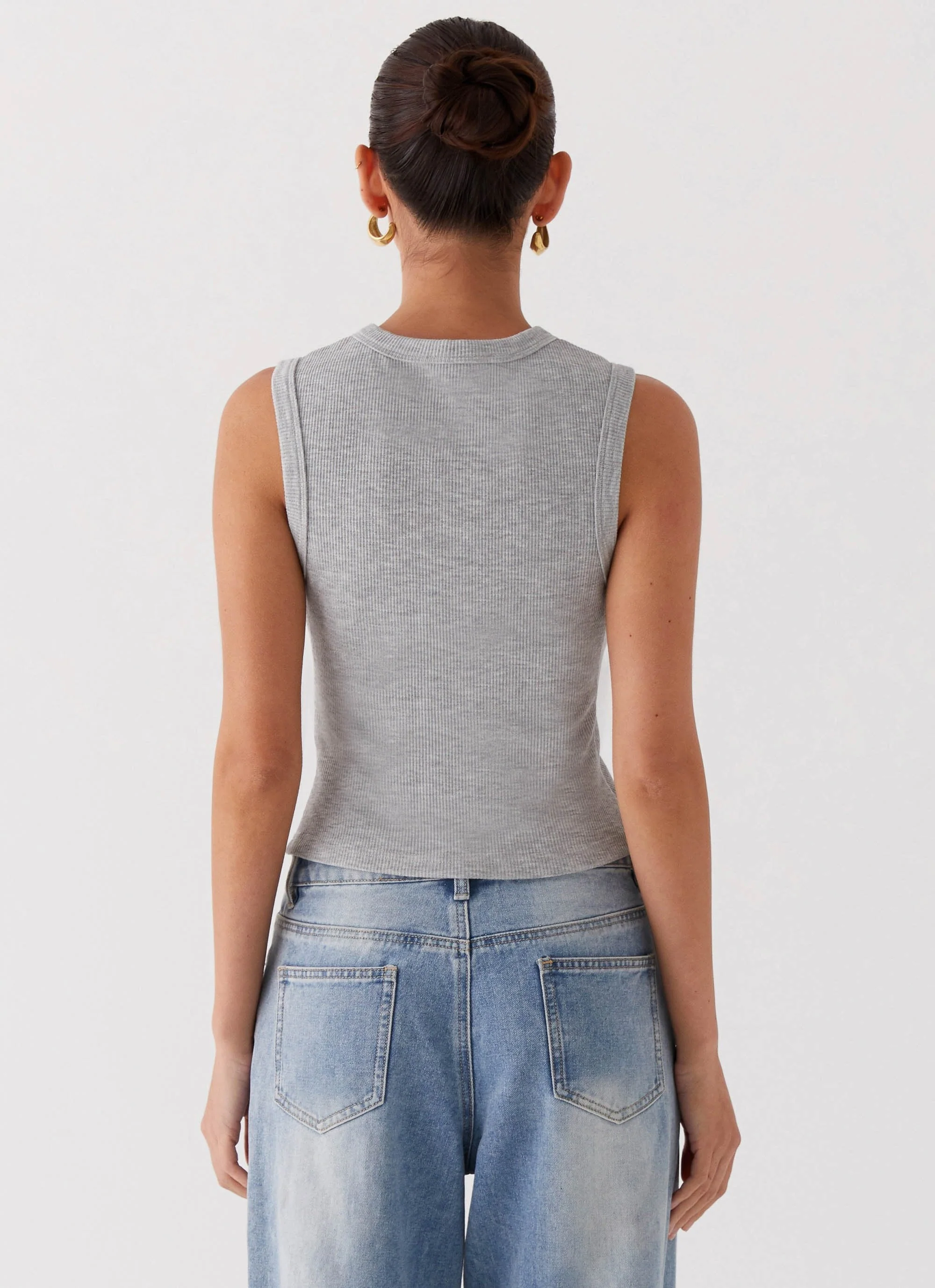 Blair Buttoned Tank Top - Grey Marle - Image 3