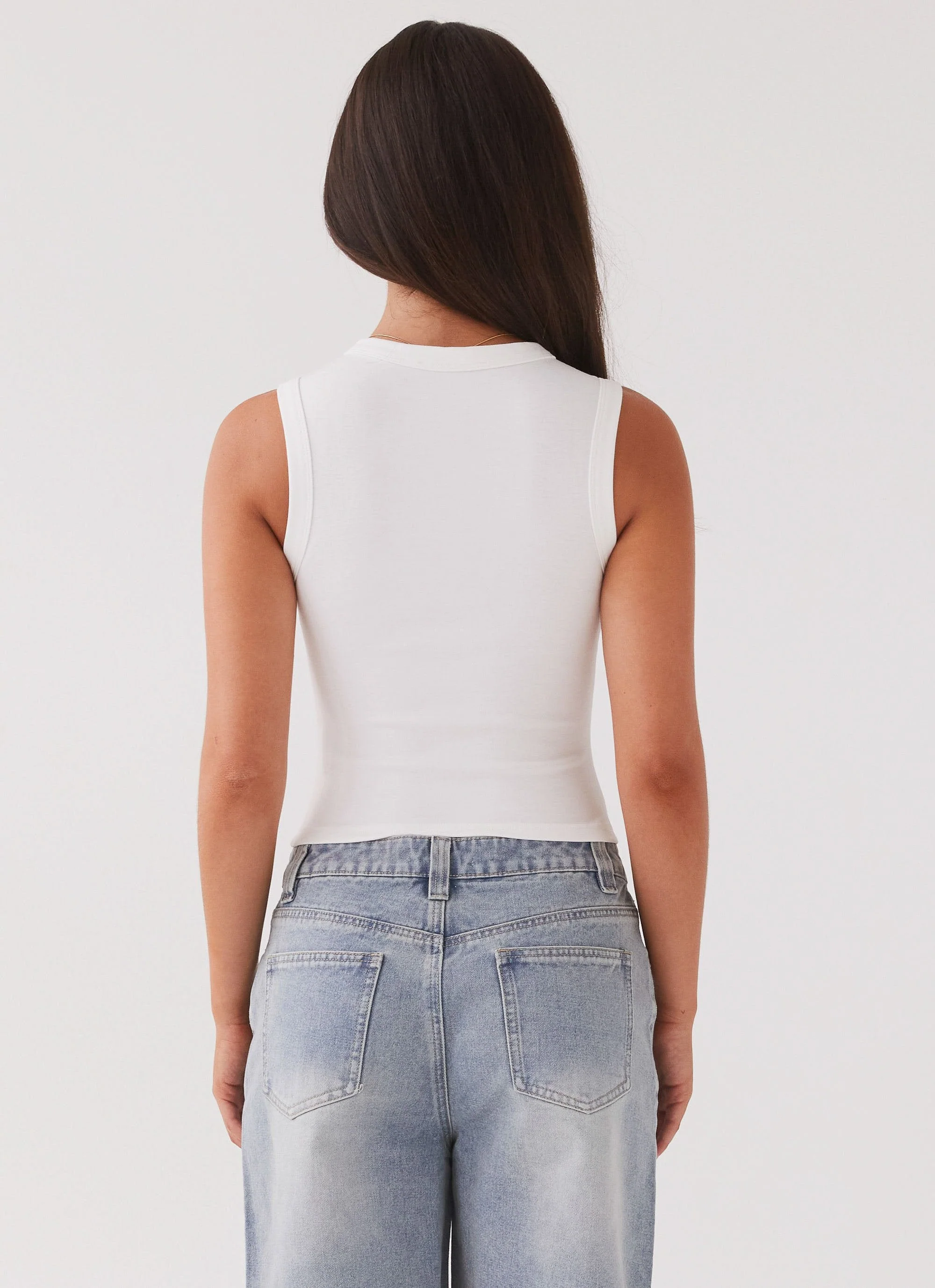 Blair Buttoned Tank Top - White - Image 6
