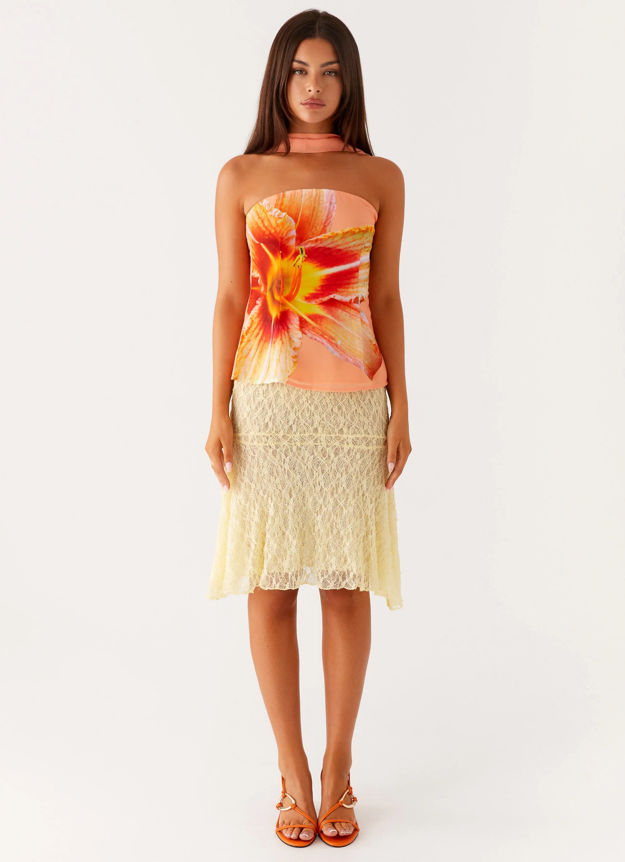 Blaise Scarf Top - Orange Floral - Image 4