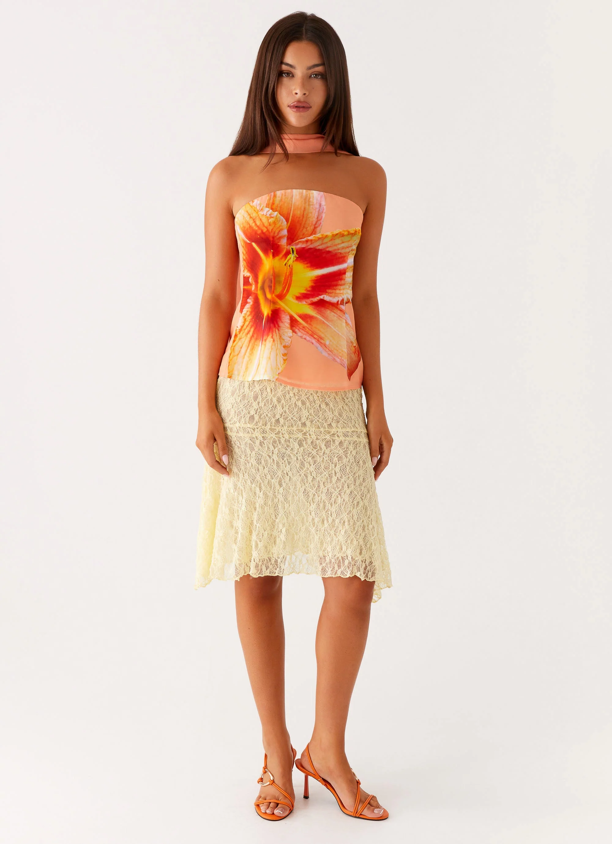 Blaise Scarf Top - Orange Floral - Image 6