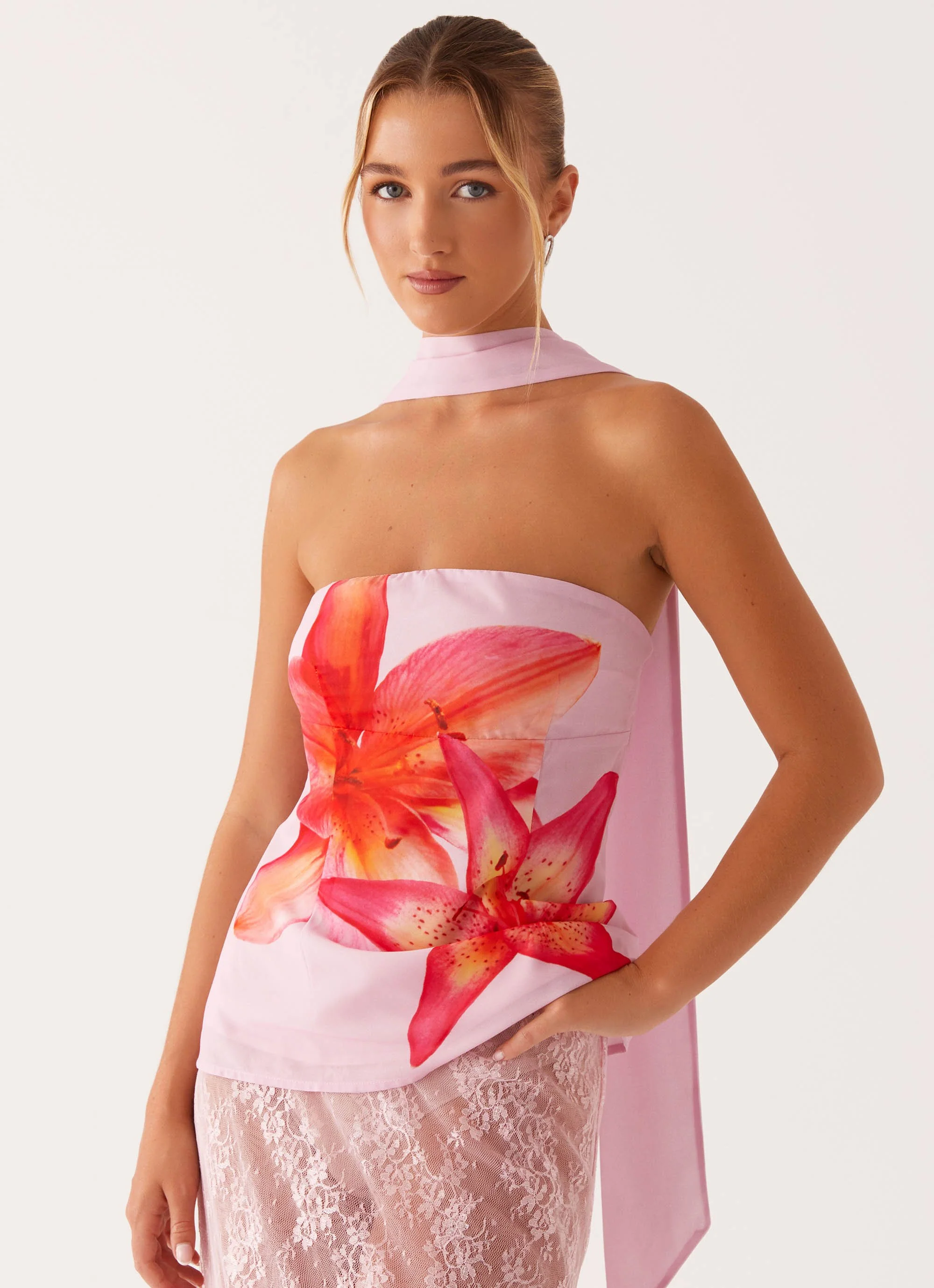 Blaise Scarf Top - Pink Floral - Image 6