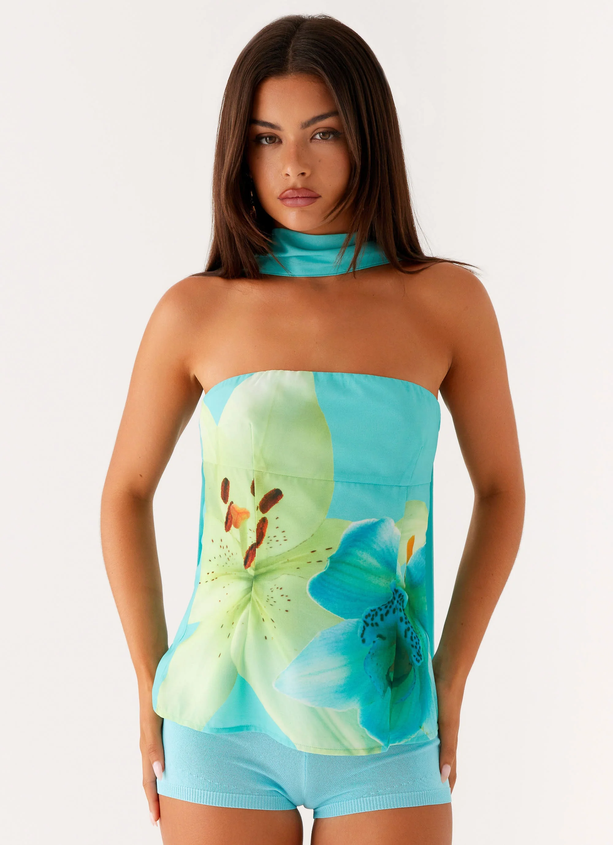 Blaise Scarf Top - Turquoise Floral - Image 6