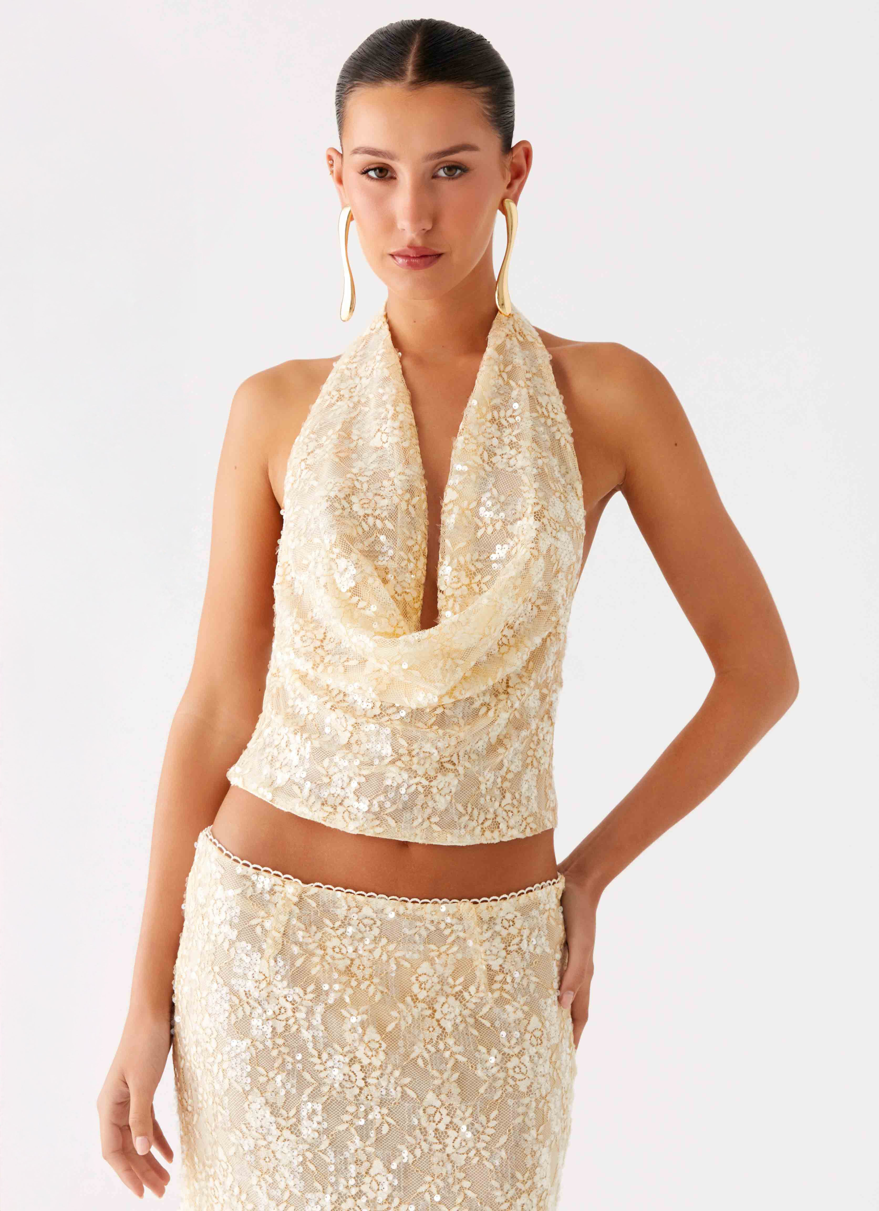 Bling It On Cowl Top - Ivory - Image 5