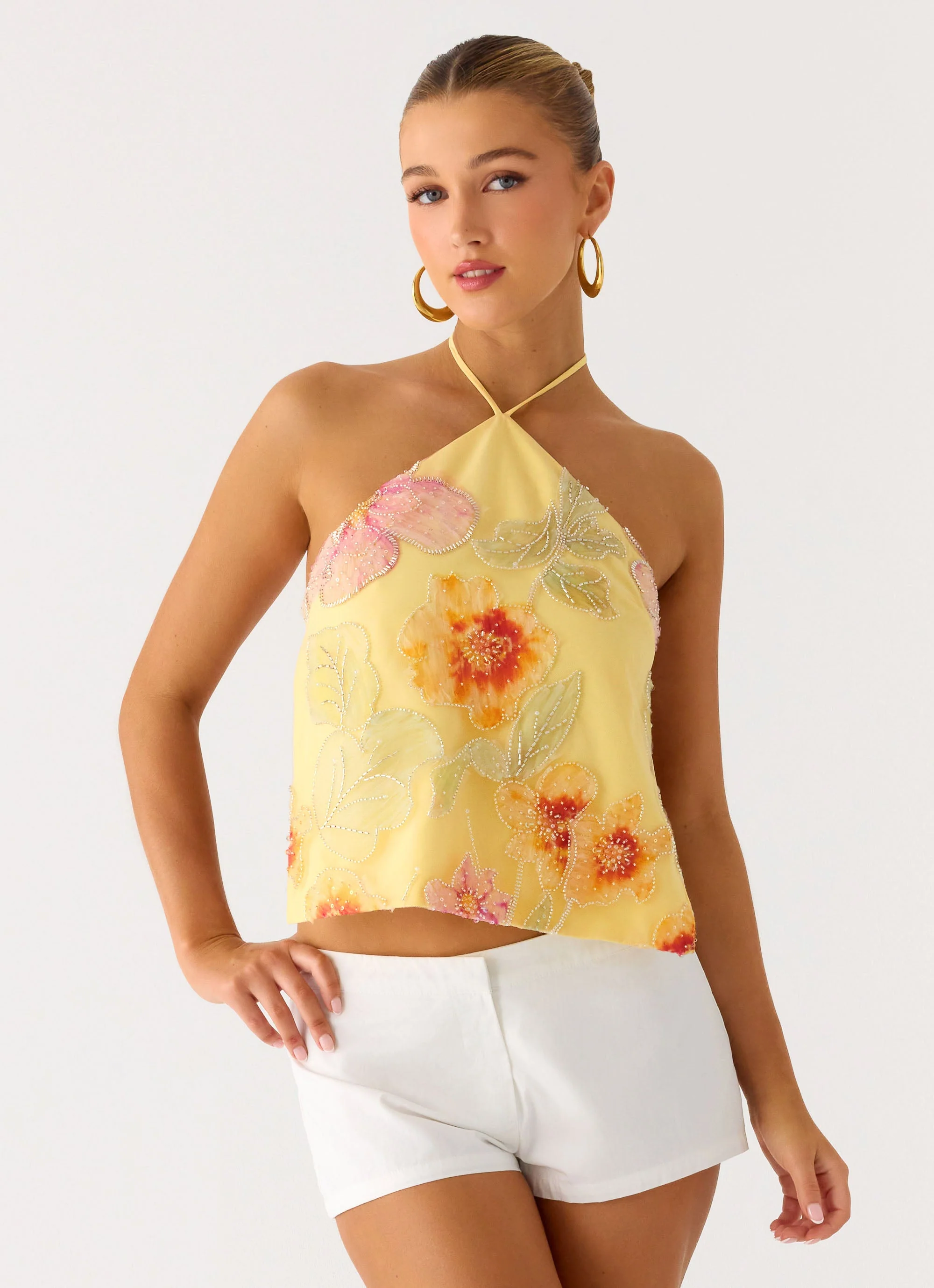 Bliss Beaded Halter Top - Floral Beaded - Image 5
